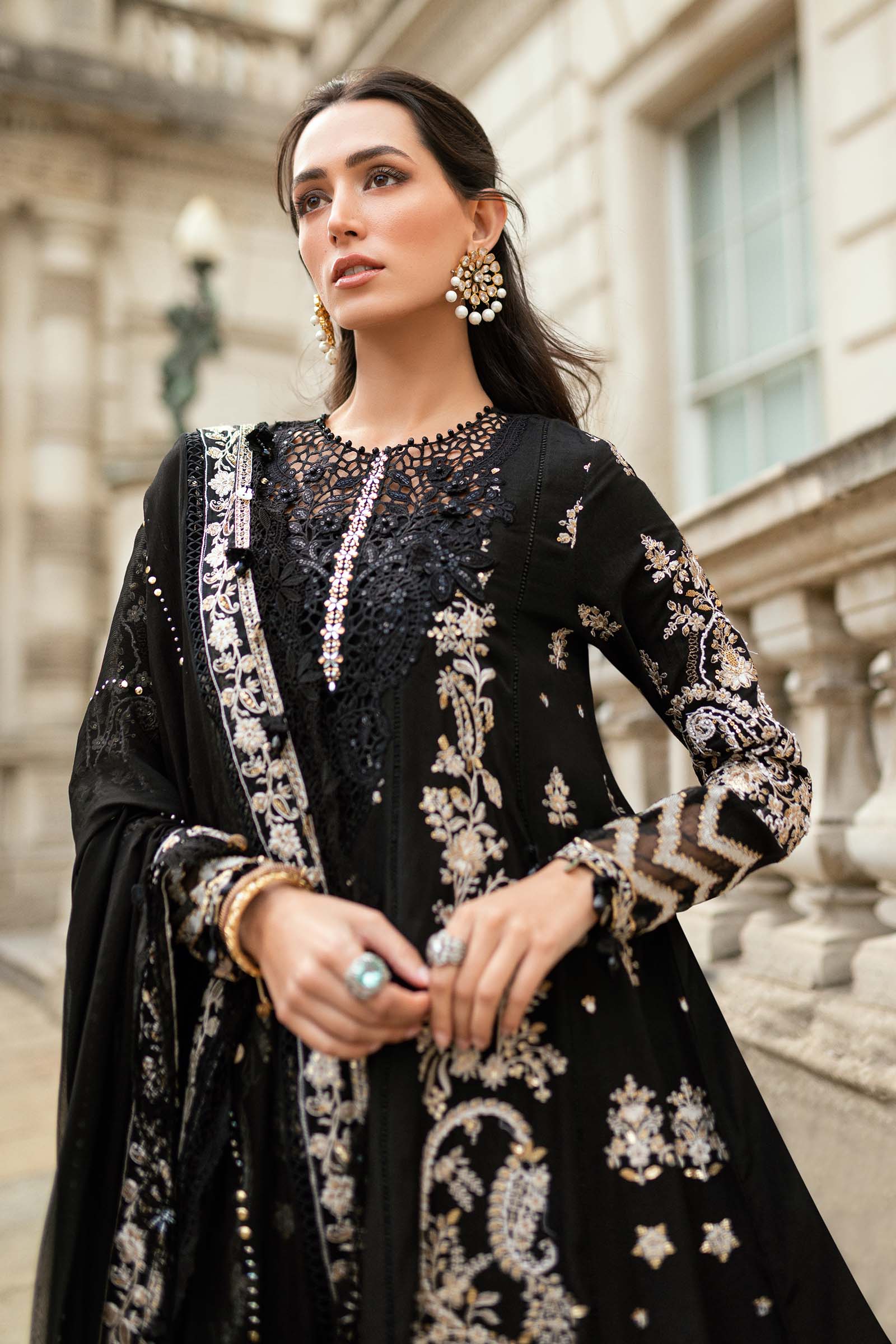 3 Piece Unstitched Embroidered Raw Silk Suit