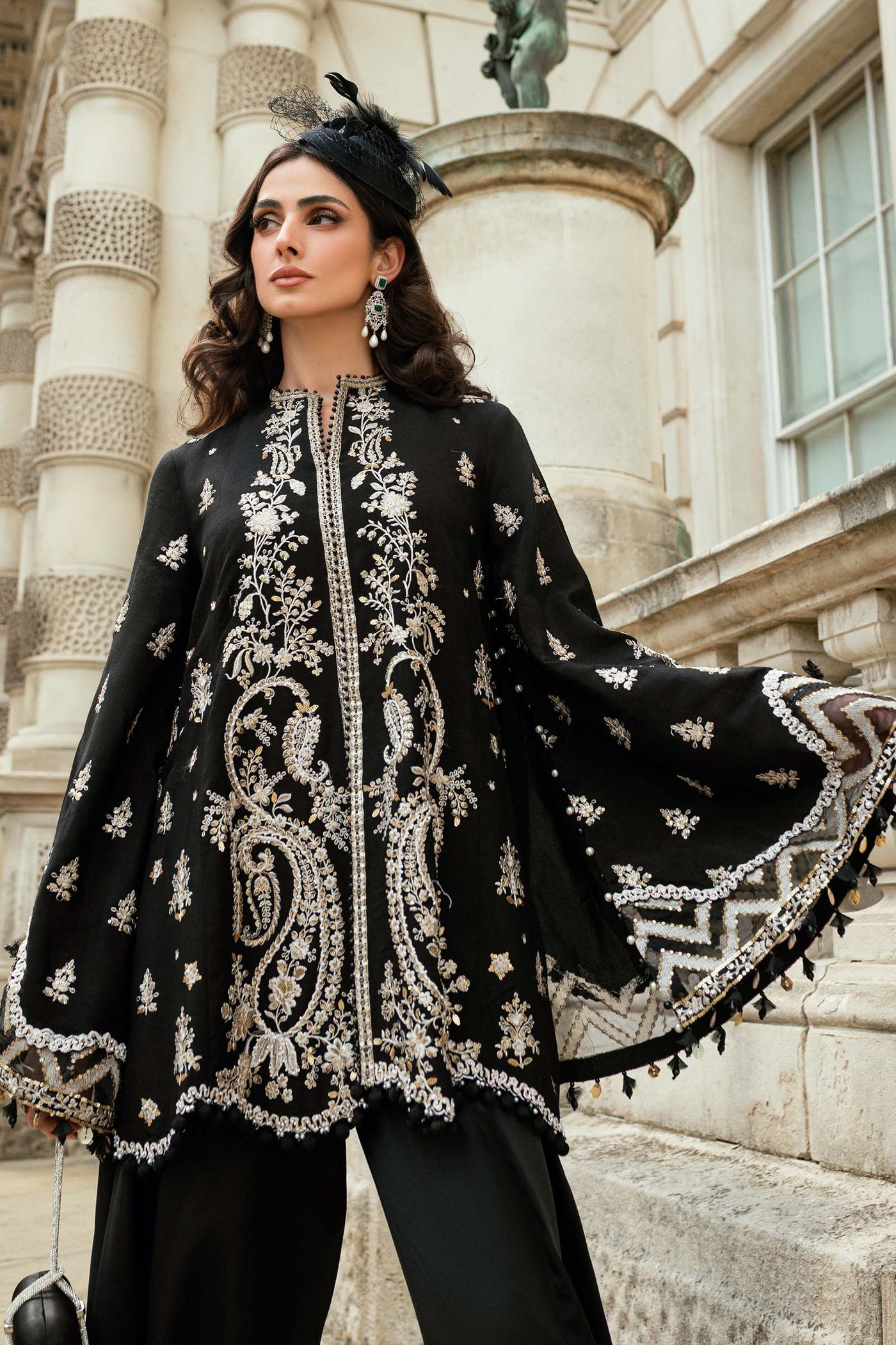 3 Piece Unstitched Embroidered Raw Silk Suit