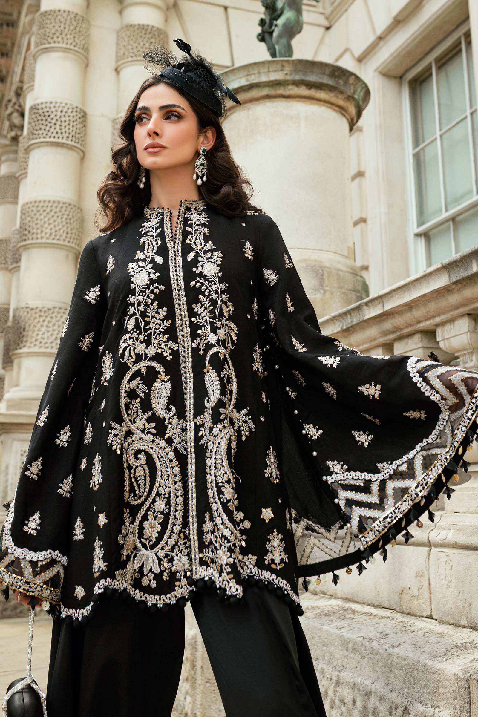 3 Piece Unstitched Embroidered Raw Silk Suit