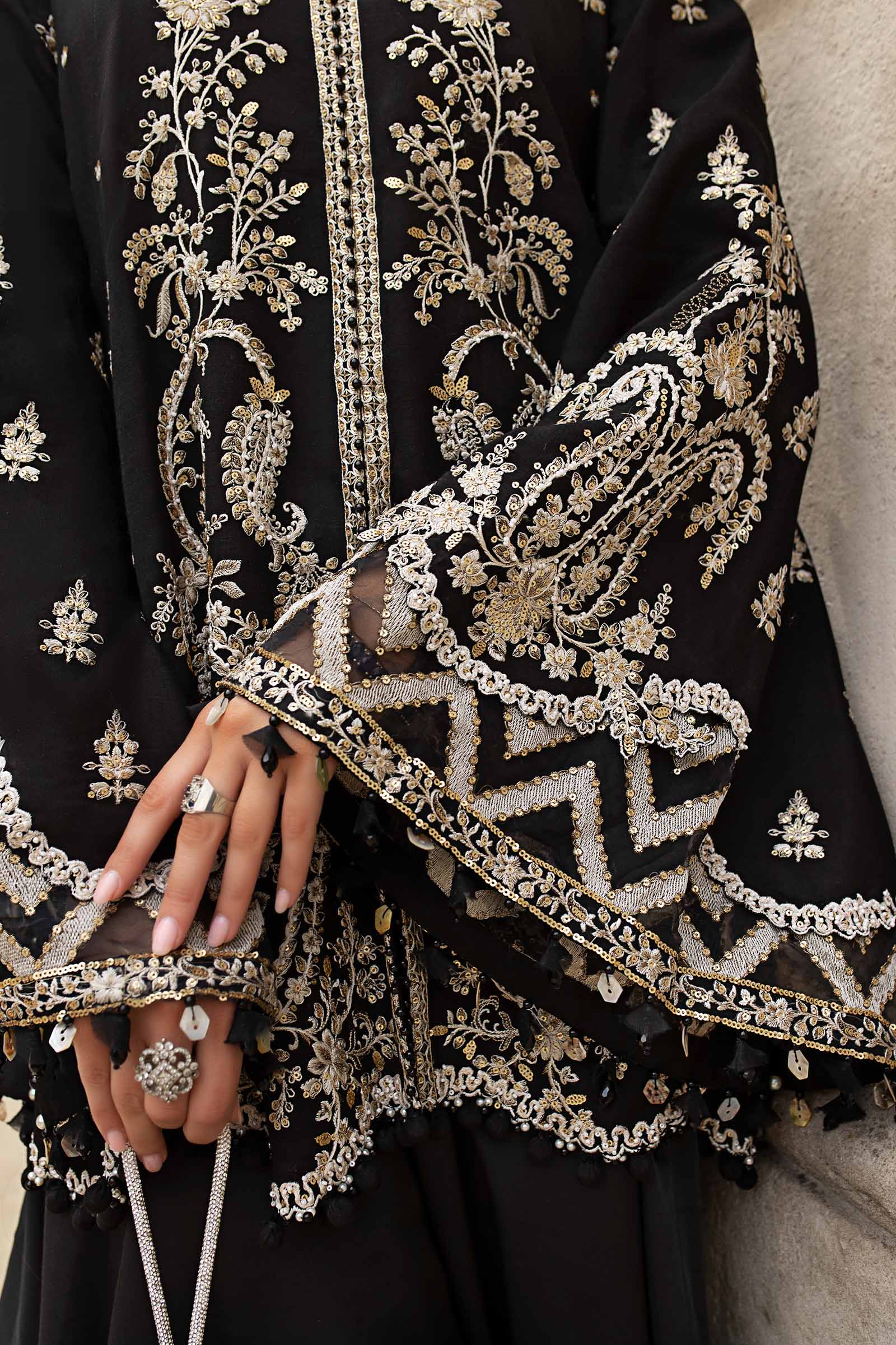 3 Piece Unstitched Embroidered Raw Silk Suit