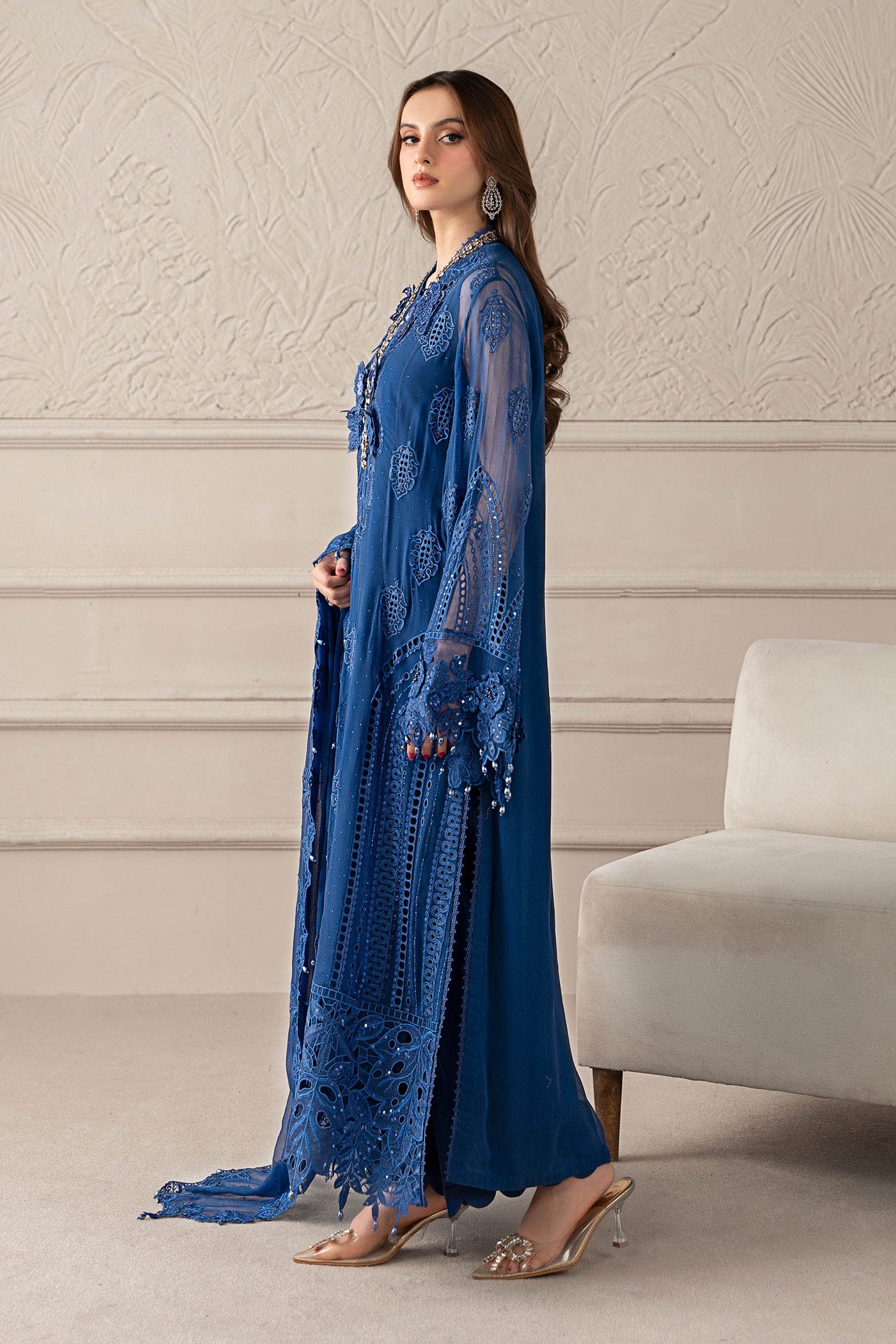 3 Piece Embroidered Chiffon Suit | MCS-25-103