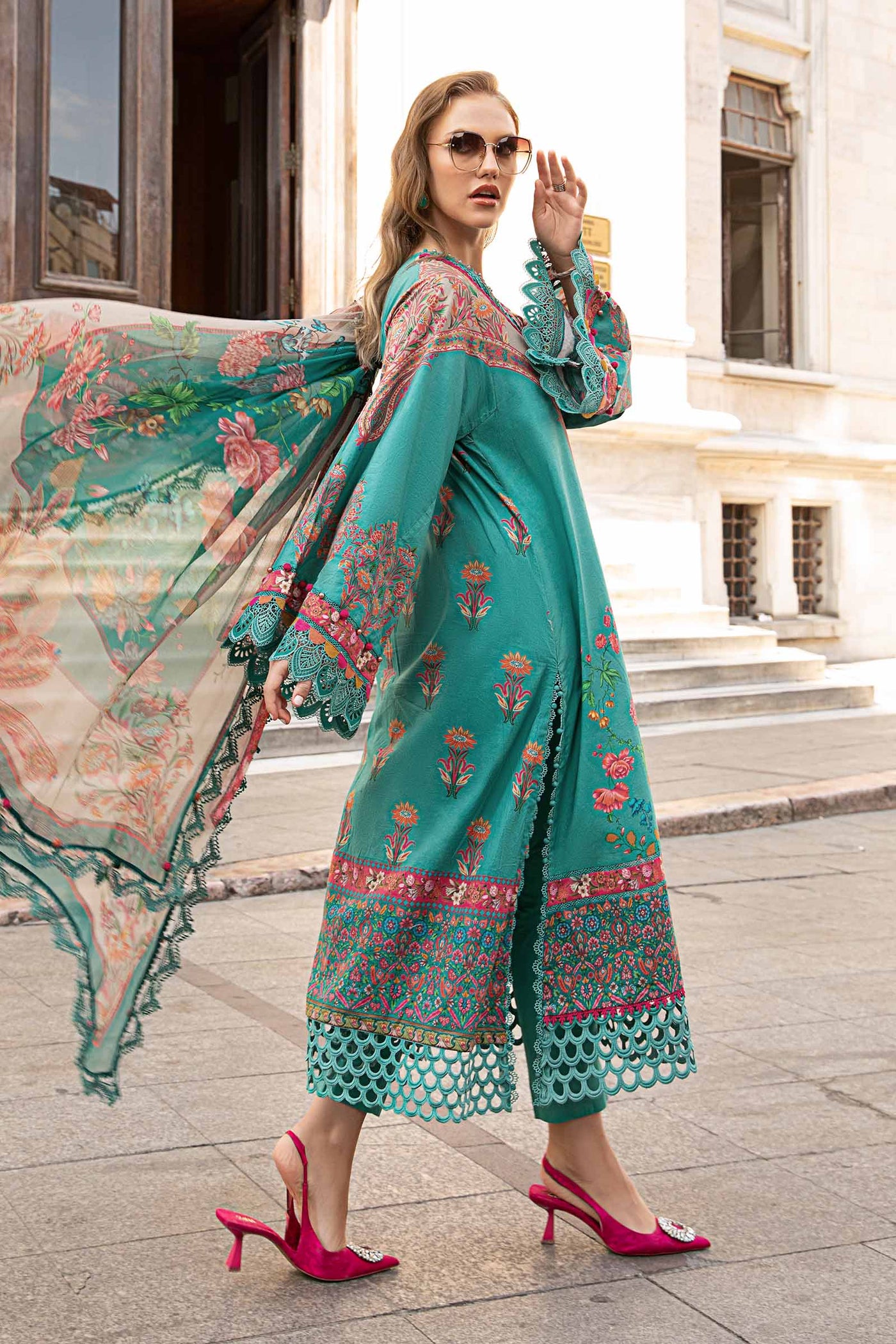 3 Piece Unstitched Printed Cambric Suit | Mpt-2304-A
