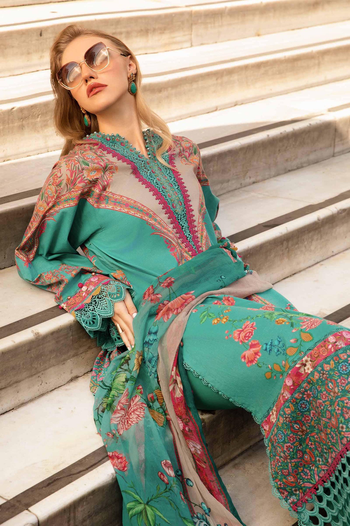 3 Piece Unstitched Printed Cambric Suit | Mpt-2304-A