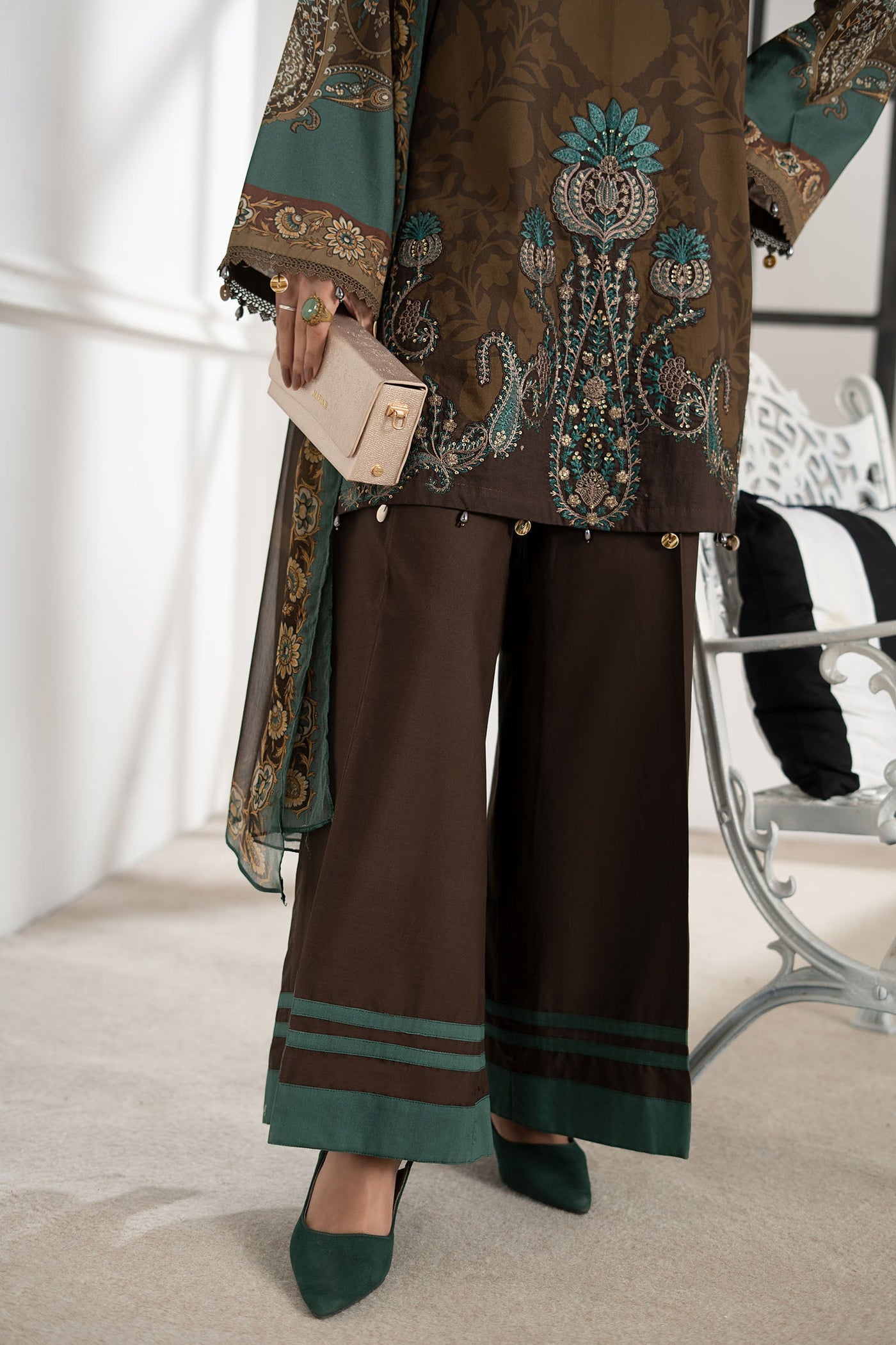3 Piece Embroidered Cambric Suit