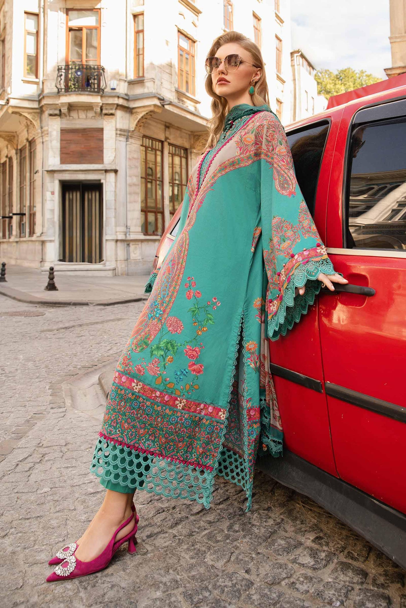 3 Piece Unstitched Printed Cambric Suit | Mpt-2304-A
