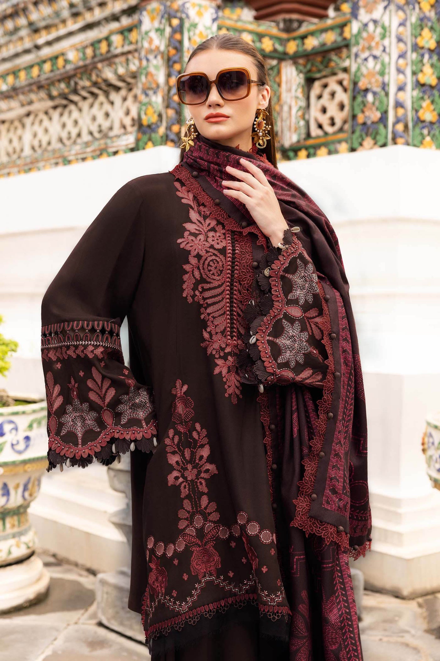 3 Piece Unstitched Embroidered Twill Linen Suit