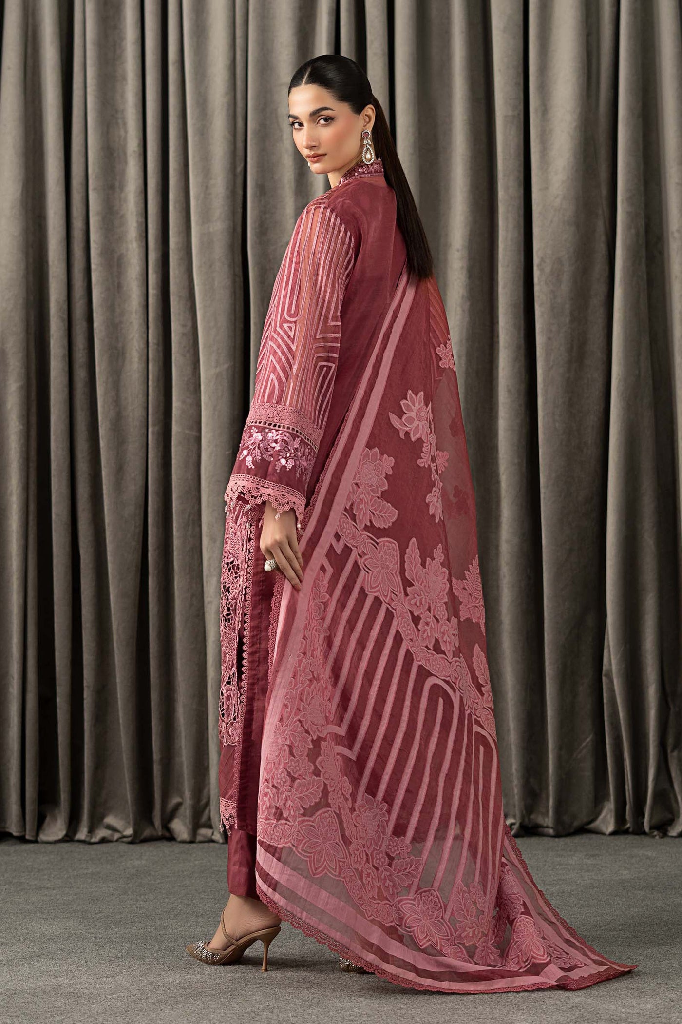 3 Piece Embroidered Organza Suit