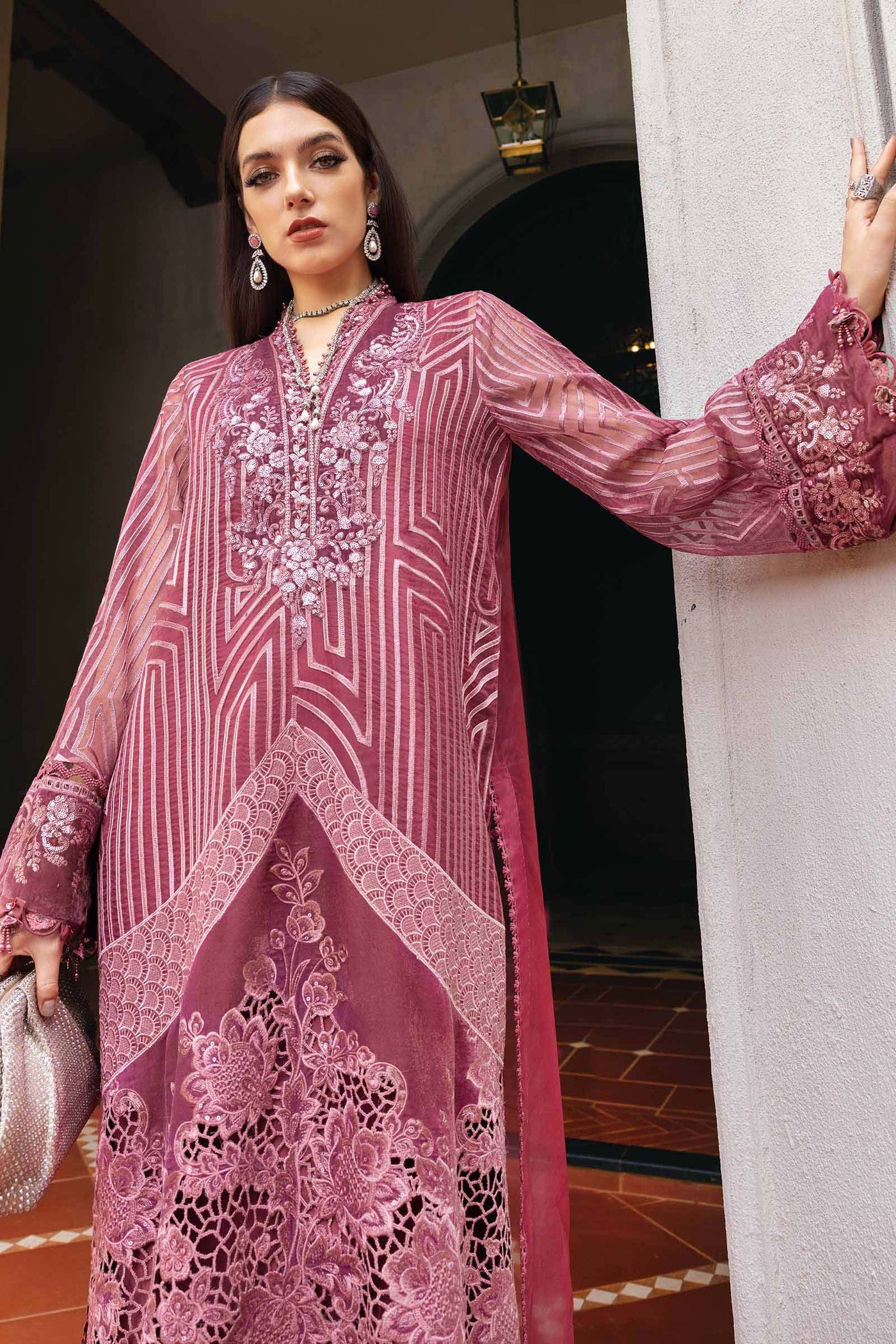 3 Piece Unstitched Embroidered Organza Suit