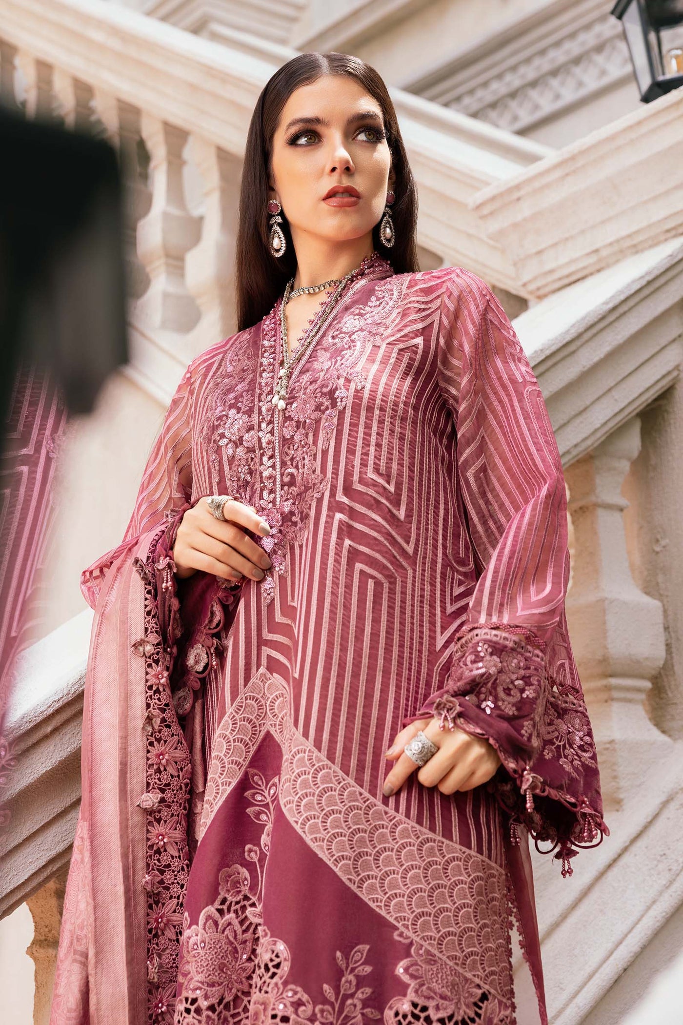 3 Piece Unstitched Embroidered Organza Suit
