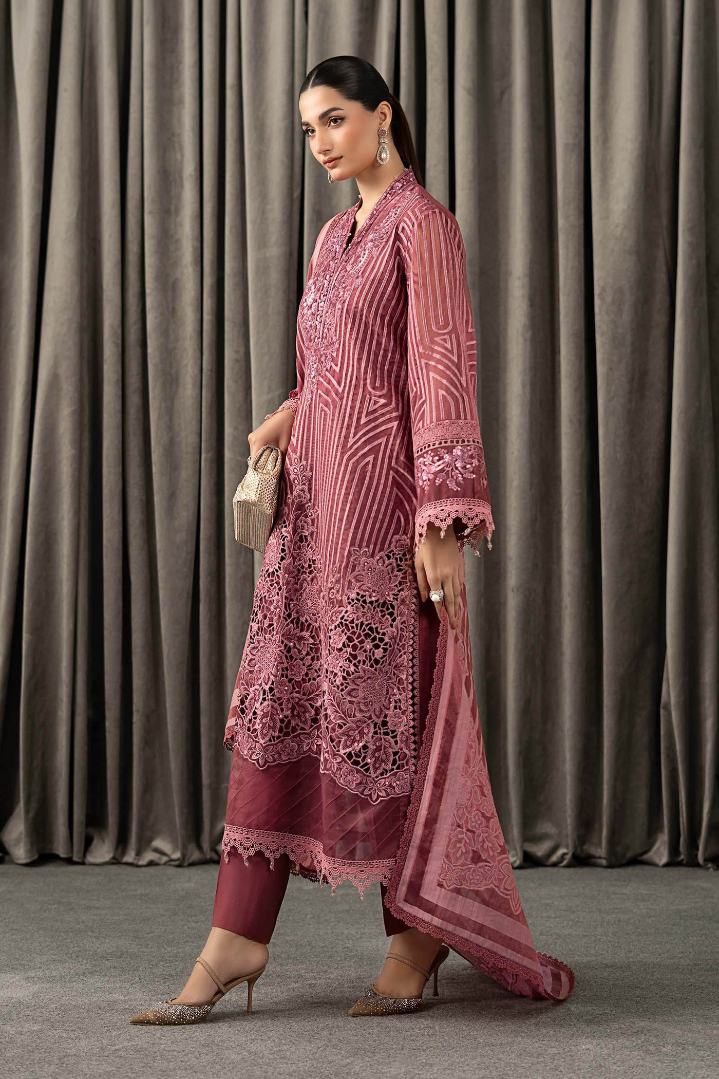 3 Piece Embroidered Organza Suit