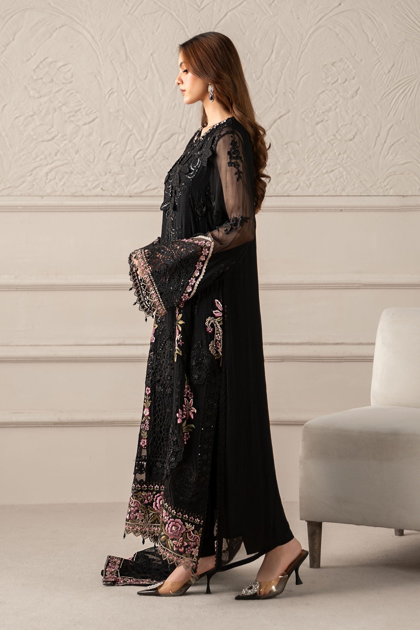 3 Piece Embroidered Chiffon Suit | Mcs-25-104