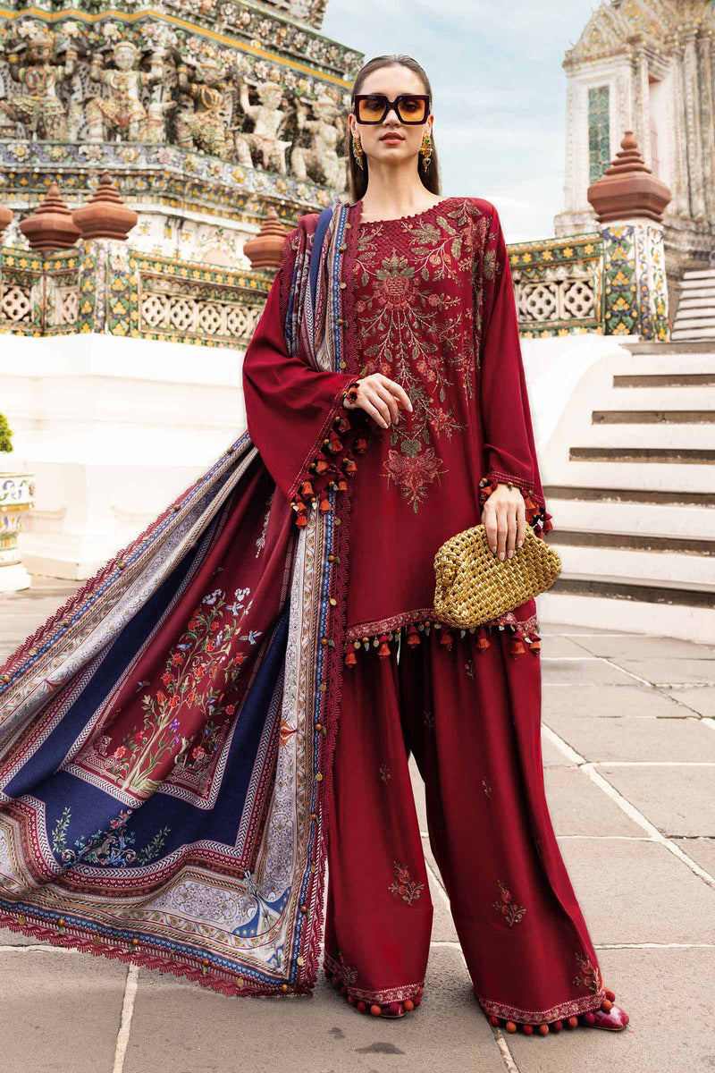 3 Piece Unstitched Embroidered Twill Linen Suit