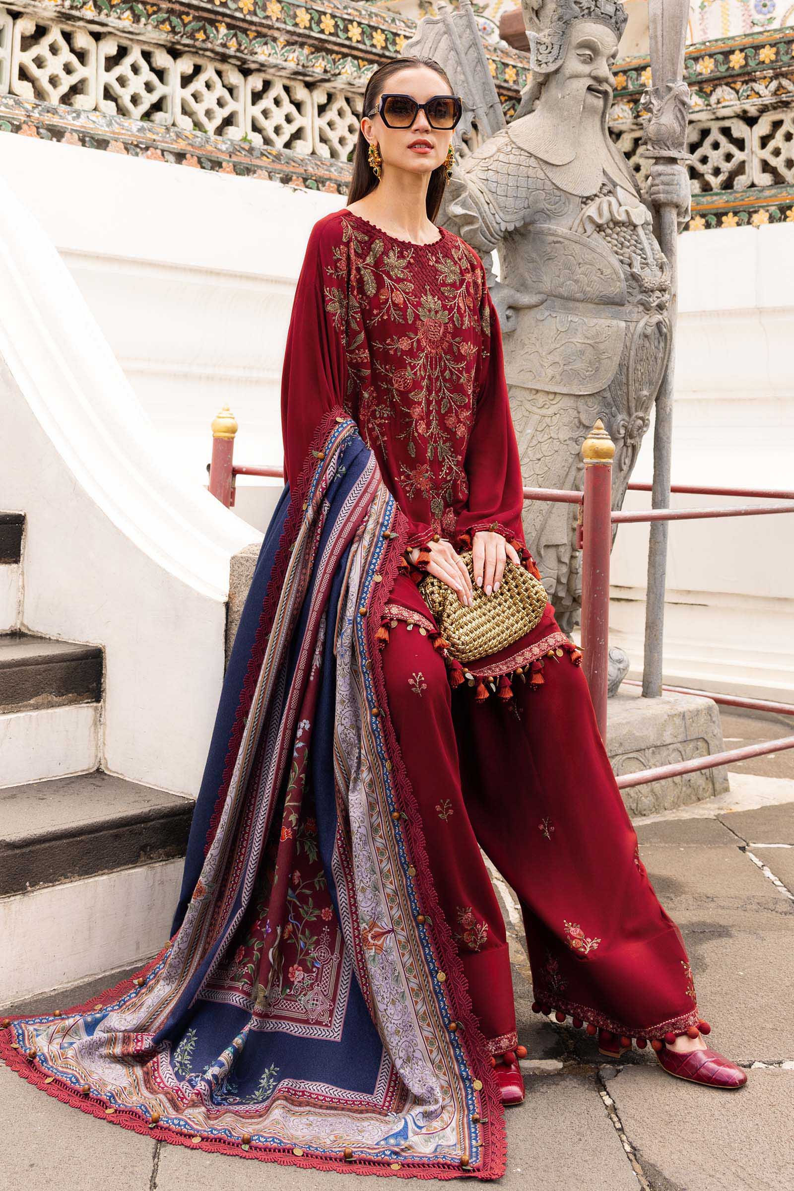 3 Piece Unstitched Embroidered Twill Linen Suit
