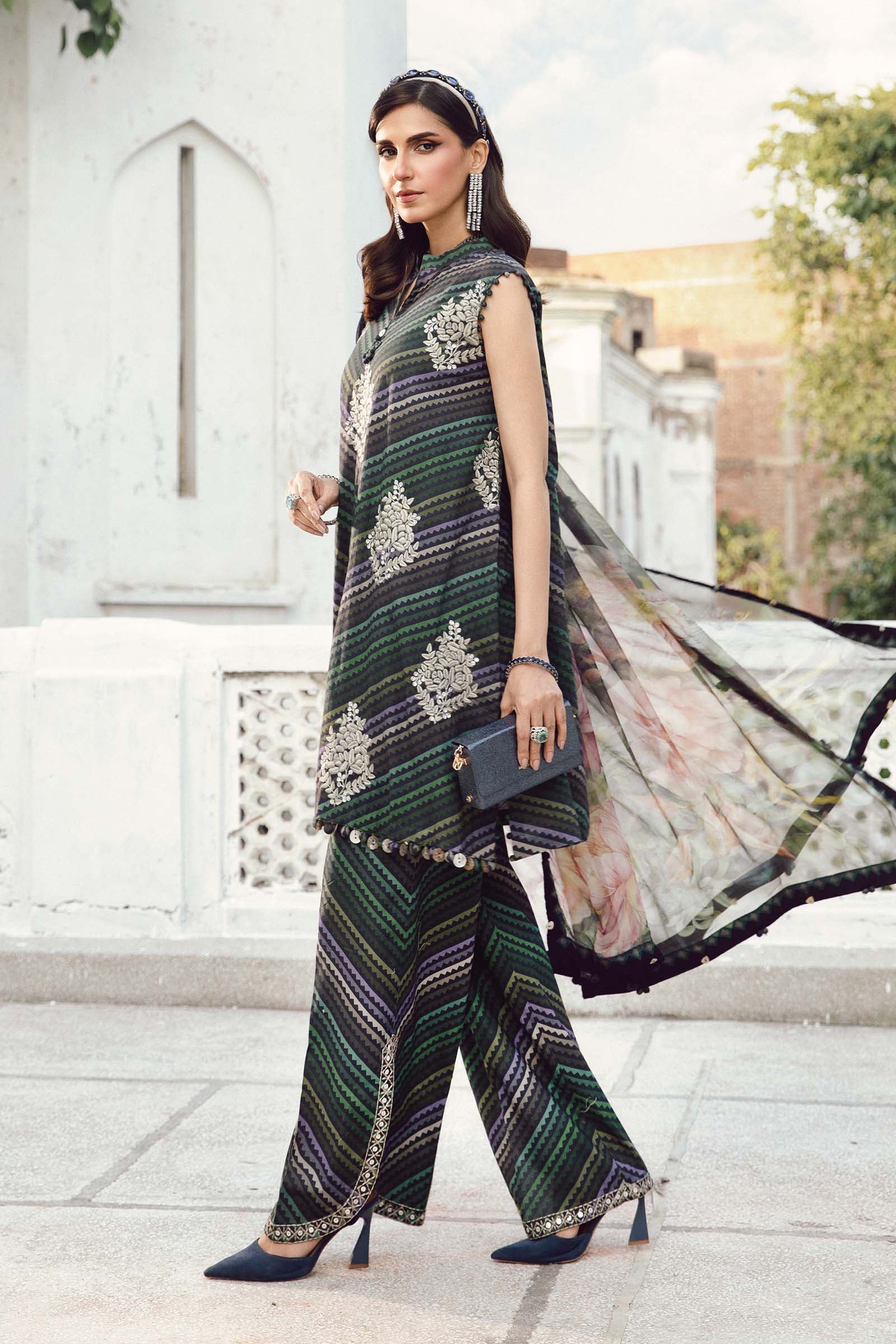 3 Piece Unstitched Embroidered Cambric Suit | MPT-2708-B