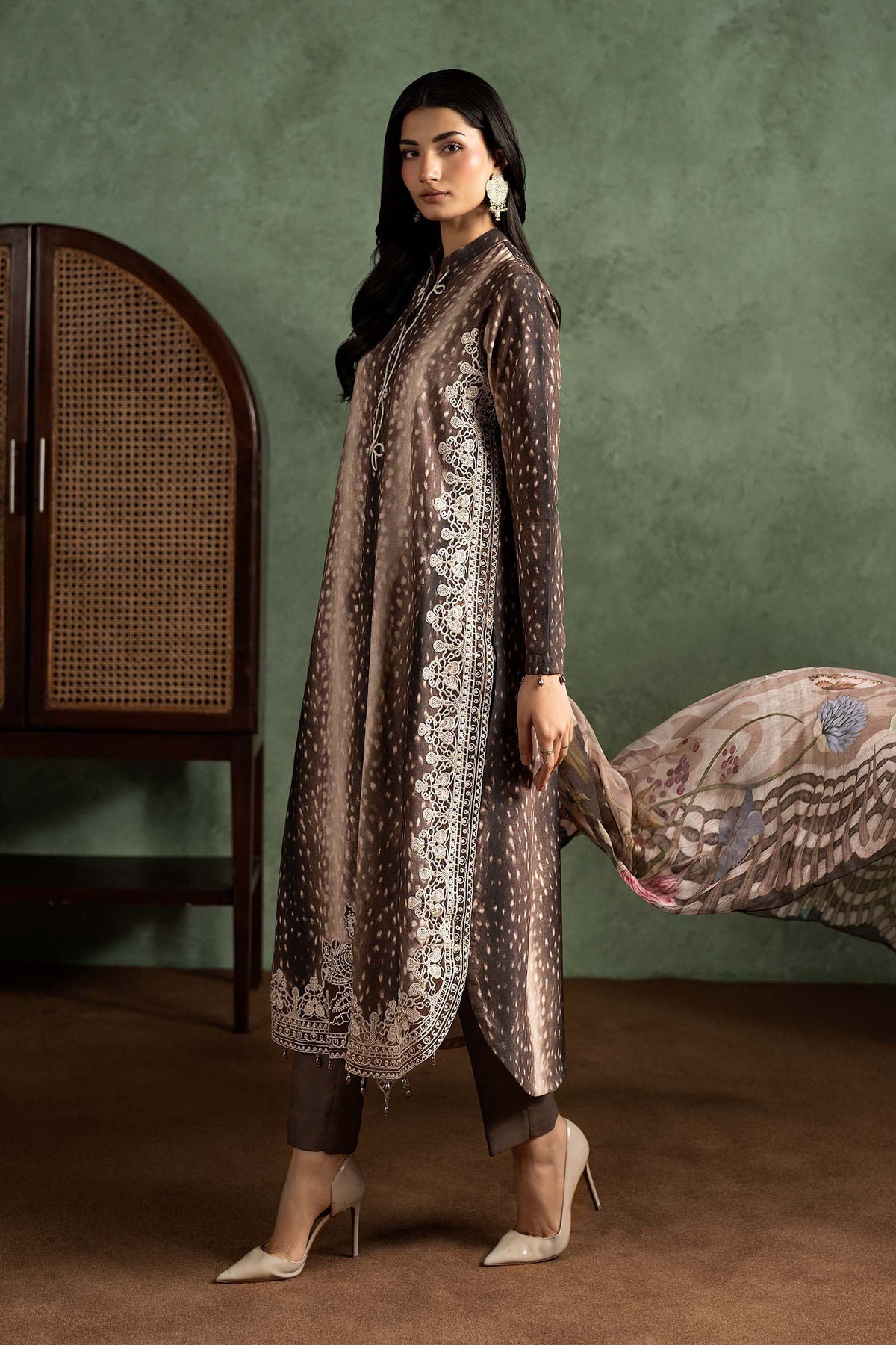3 Piece Embroidered Linen Suit