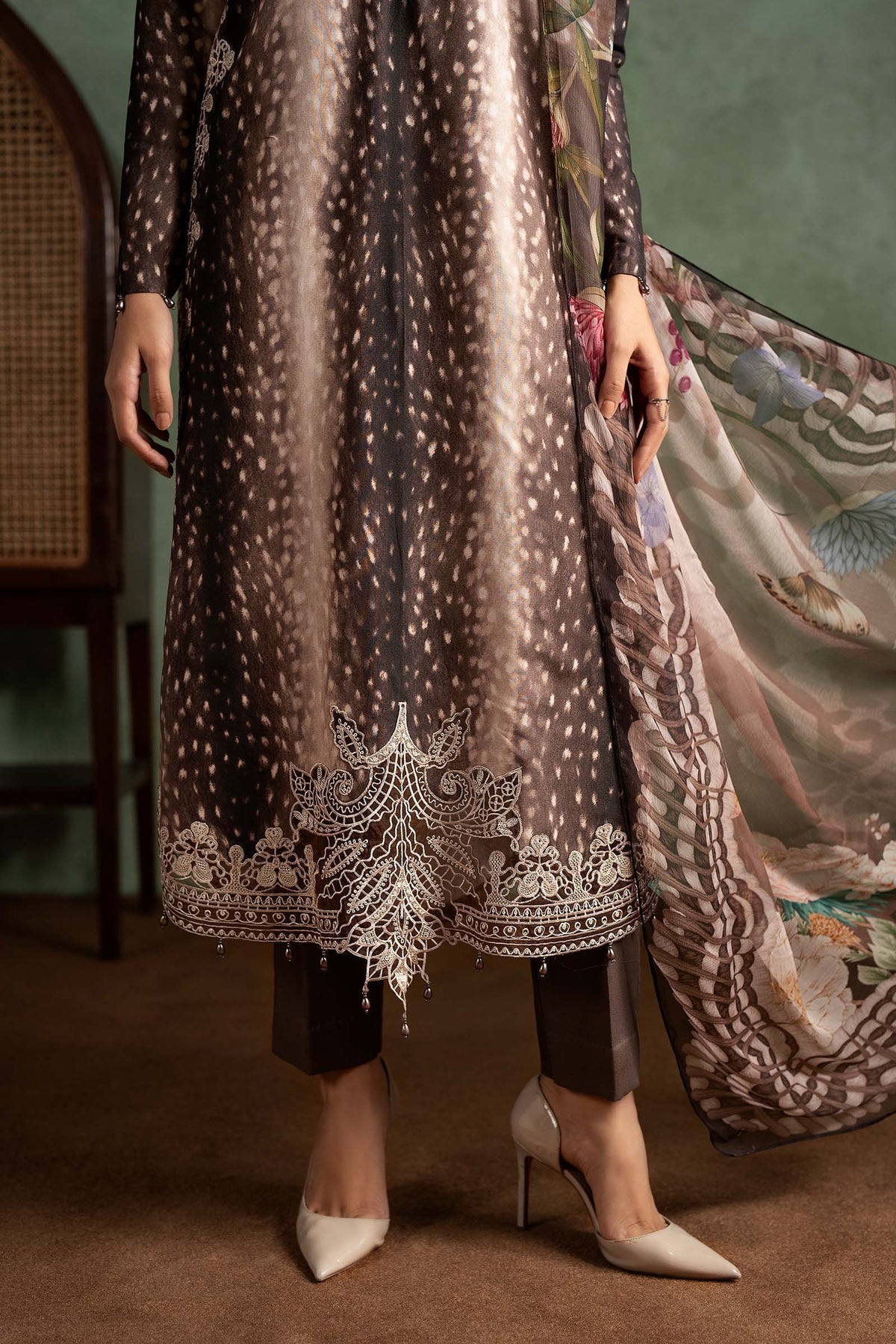 3 Piece Embroidered Linen Suit