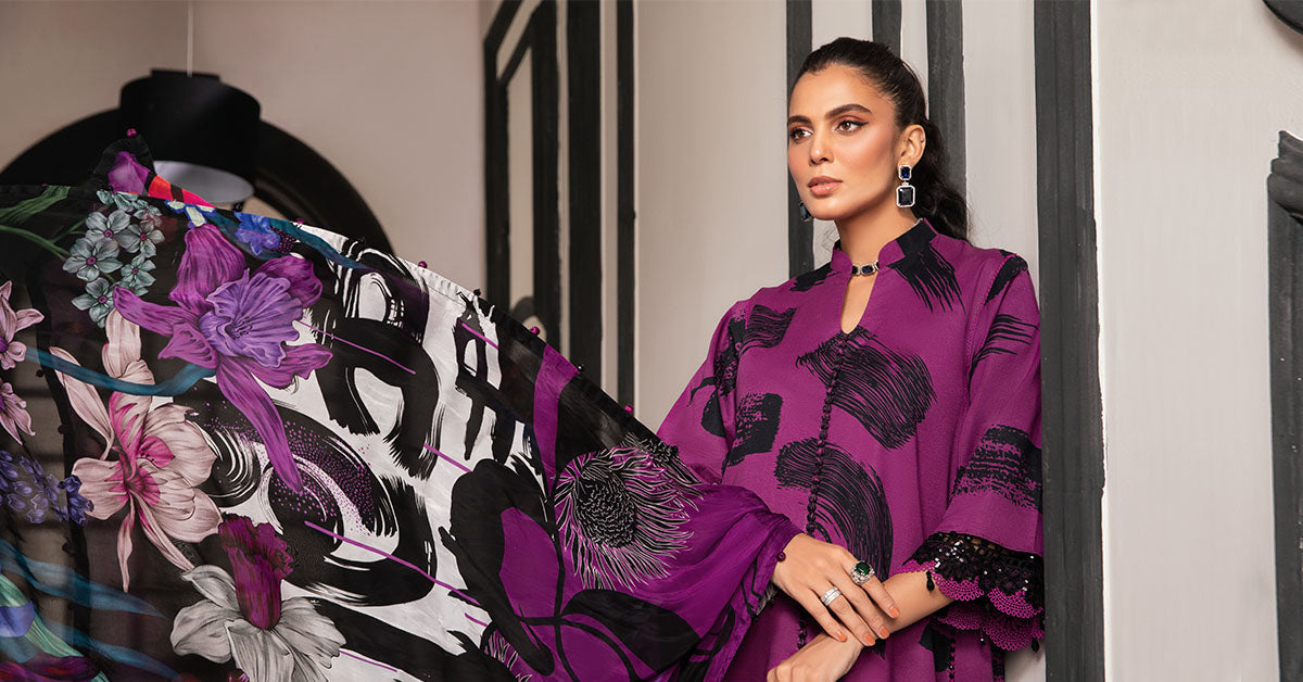 3 Piece Unstitched Printed Suit | Mpt-2205-B