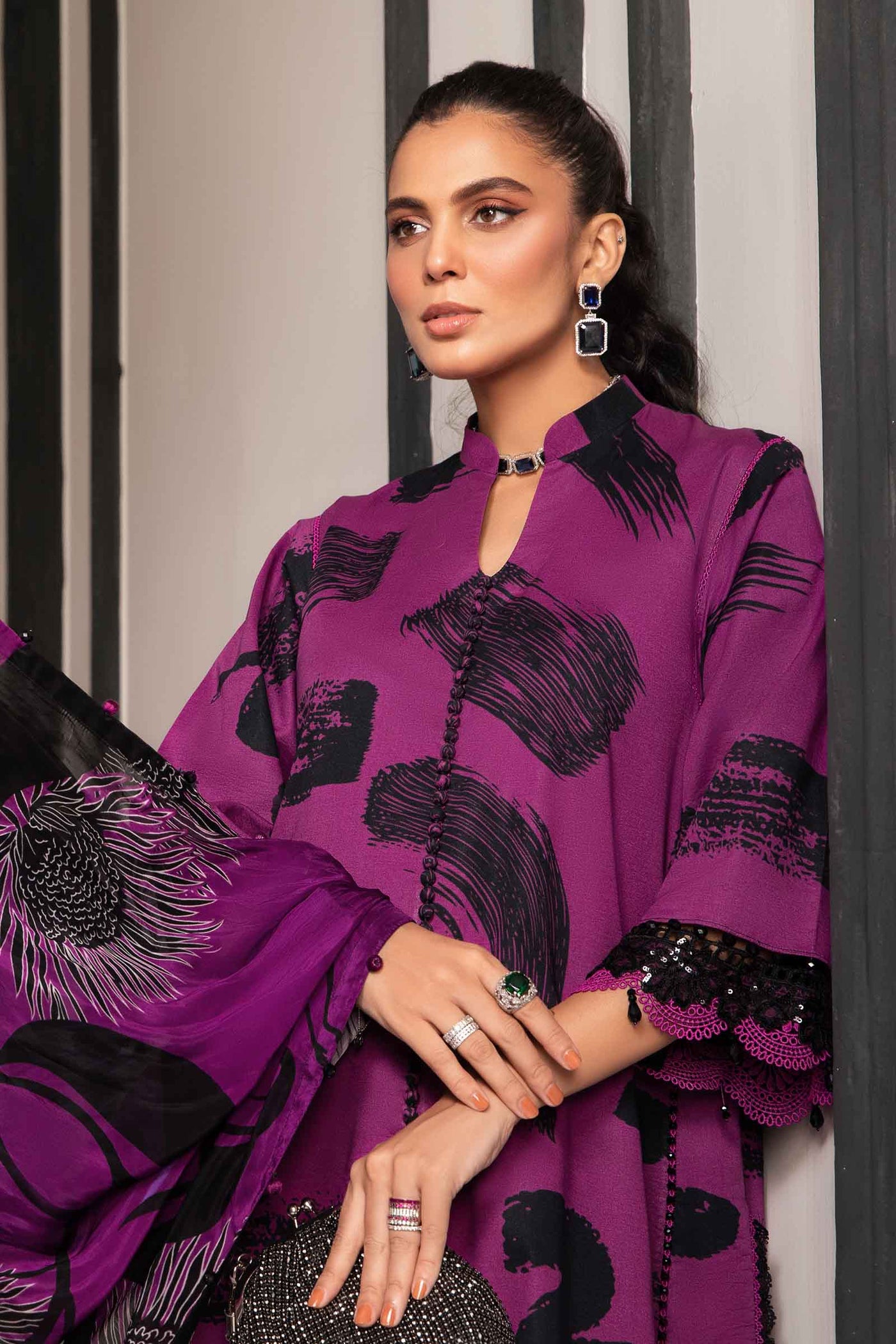 3 Piece Unstitched Printed Suit | Mpt-2205-B
