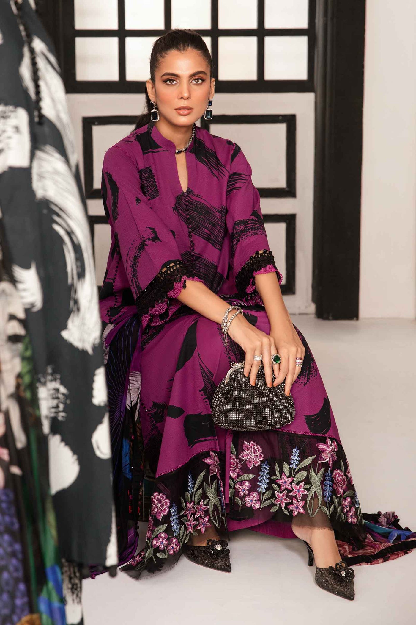 3 Piece Unstitched Printed Suit | Mpt-2205-B