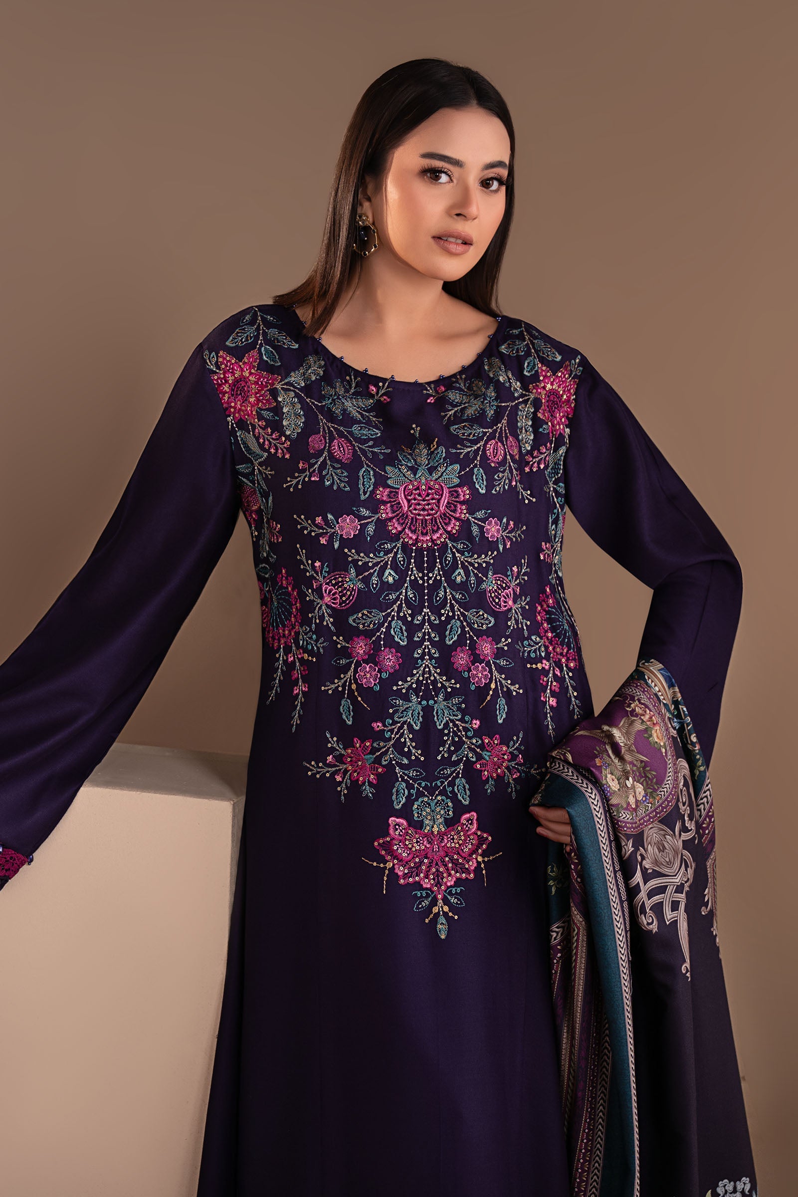 Embroidered Georgette Fabric (1Pc)