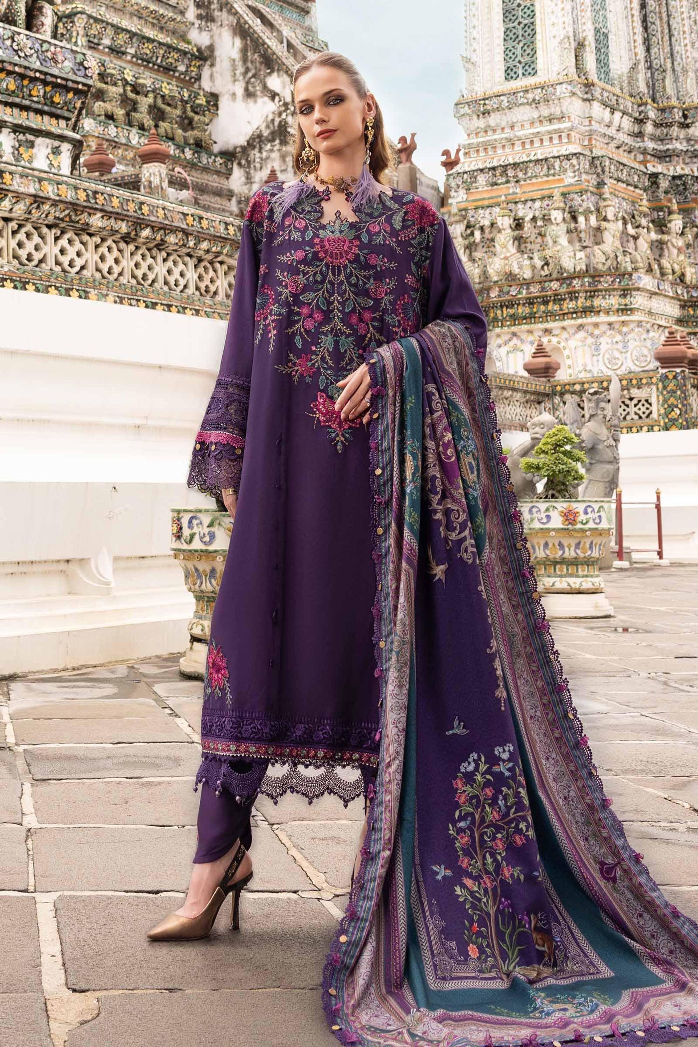 3 Piece Unstitched Embroidered Twill Linen Suit