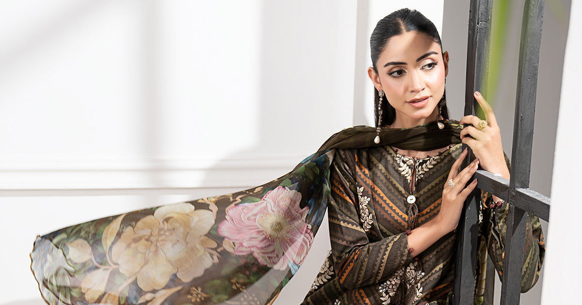 3 Piece Embroidered Cambric Suit