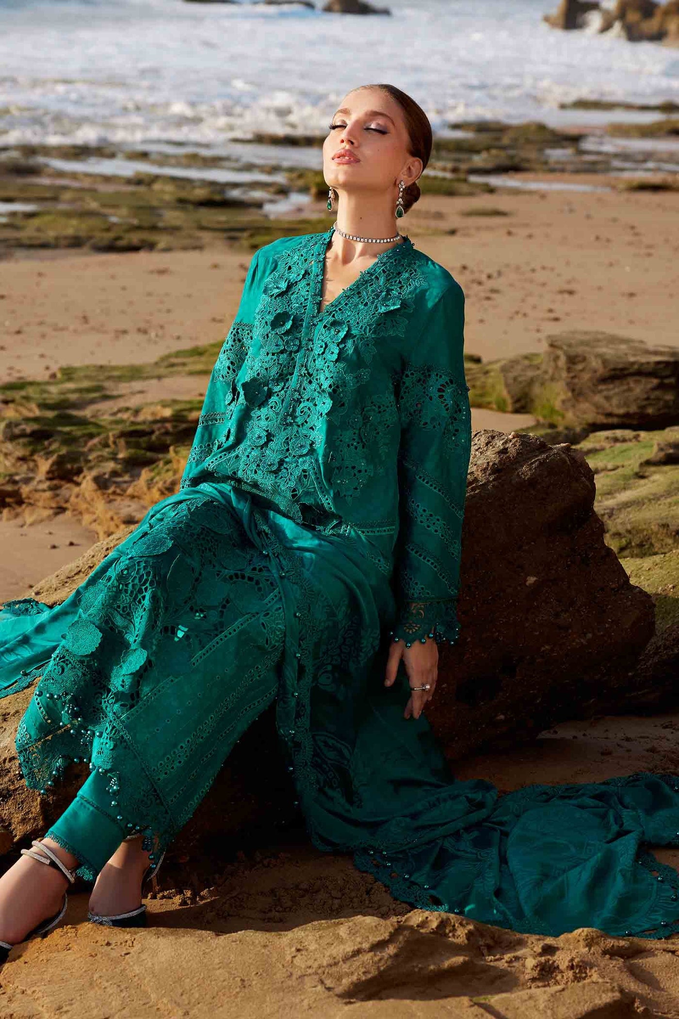 3 Piece Unstitched Embroidered Organza Lawn Suit | EID LAWN-25-05