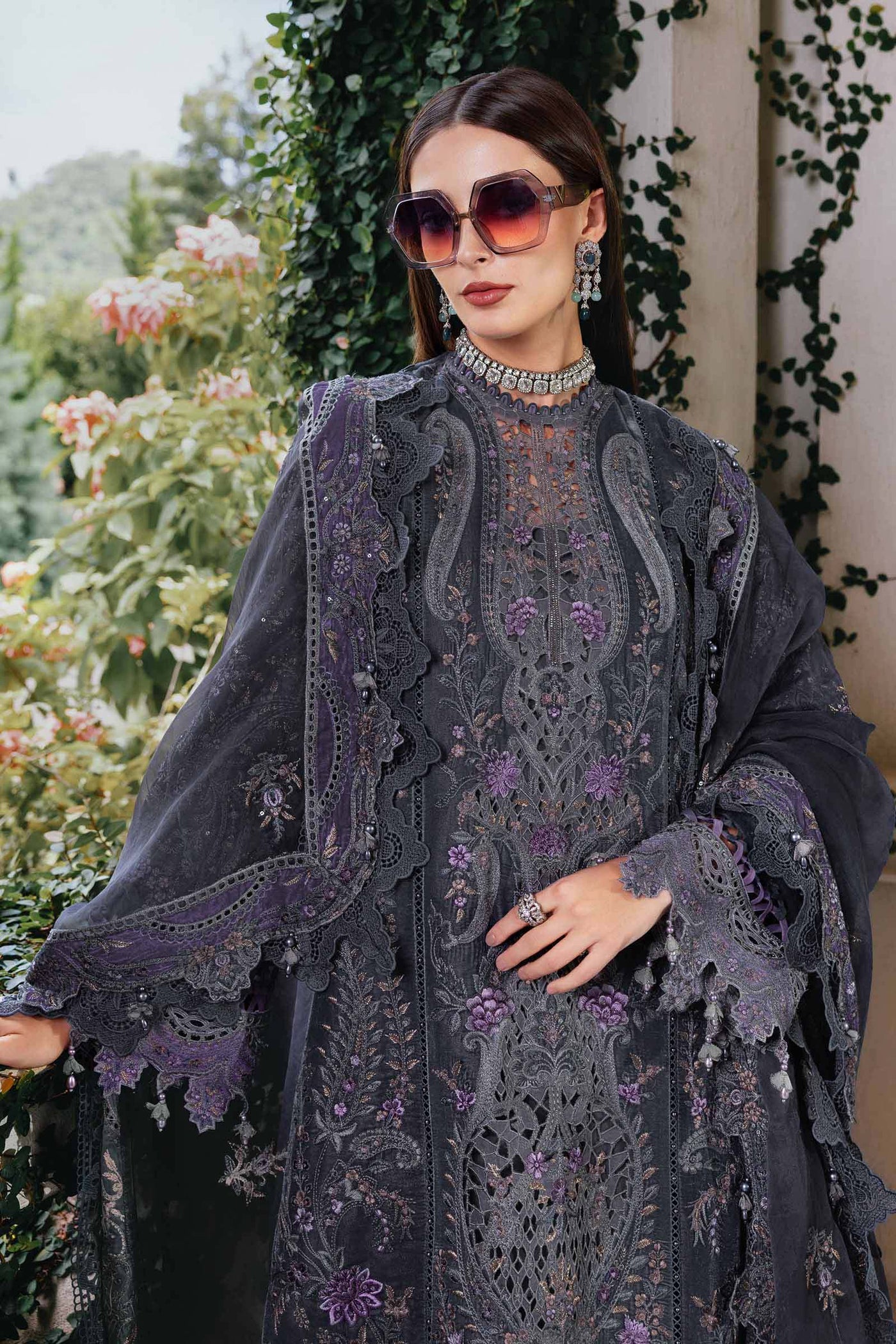 3 Piece Unstitched Embroidered Velvet Suit