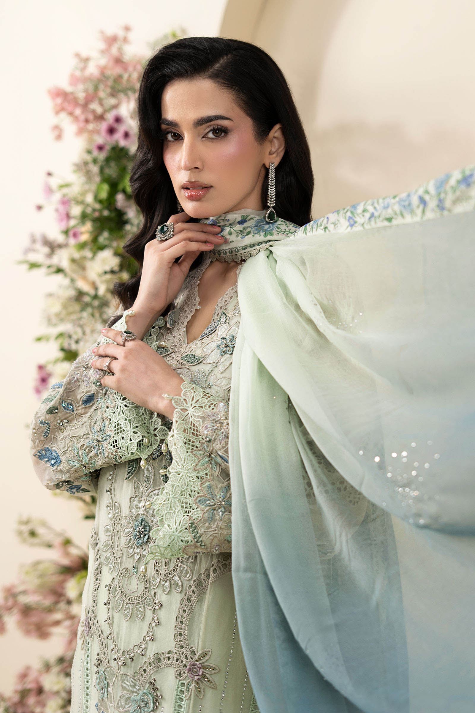 3 Piece Embroidered Chiffon Suit