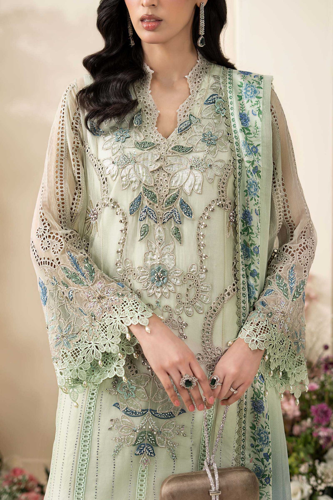 3 Piece Embroidered Chiffon Suit