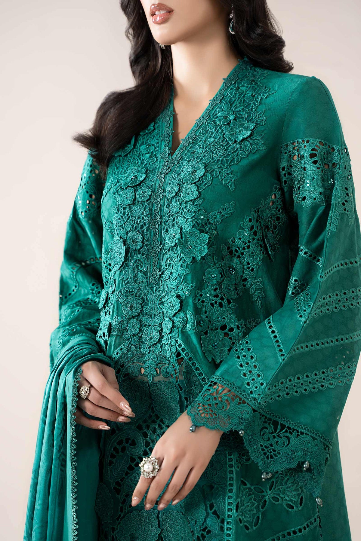 3 Piece Embroidered Jacquard Lawn Suit | ELS-25-05