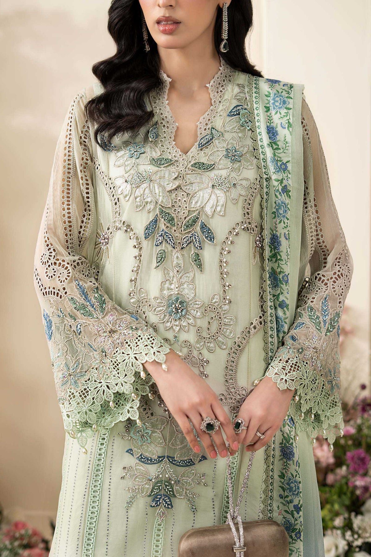 3 Piece Embroidered Chiffon Suit - MCS2605-SML-POG