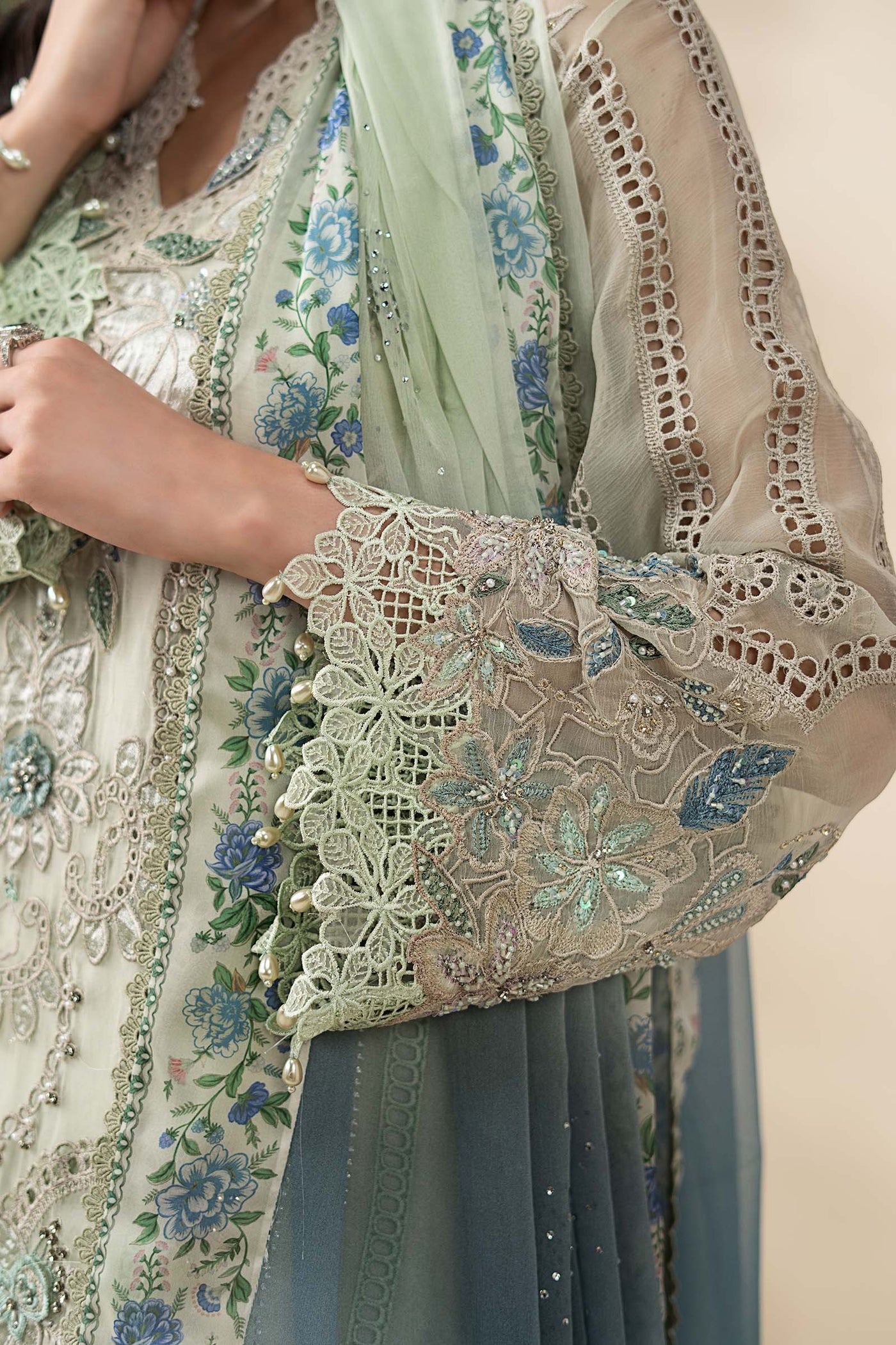3 Piece Embroidered Chiffon Suit