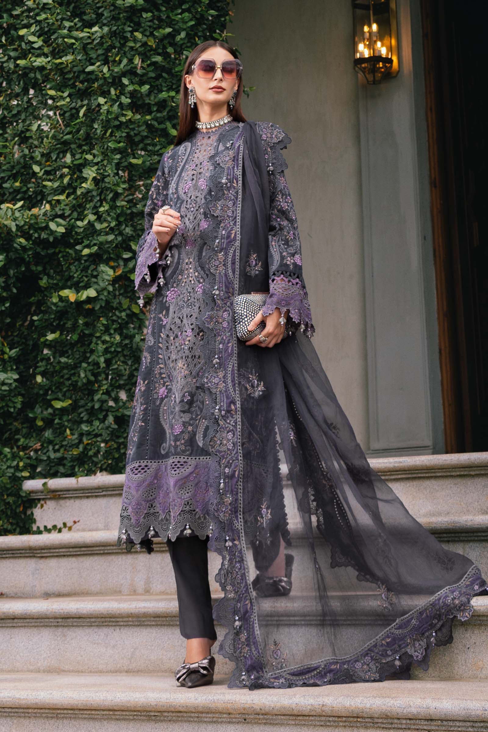 3 Piece Unstitched Embroidered Velvet Suit