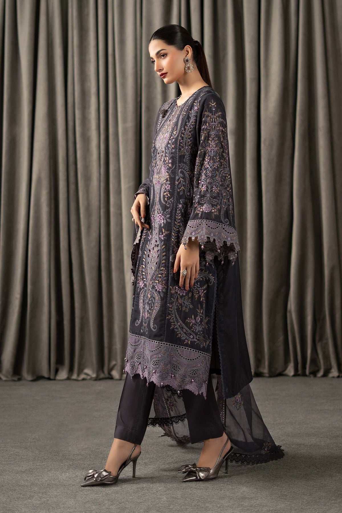 3 Piece Embroidered Velvet Suit