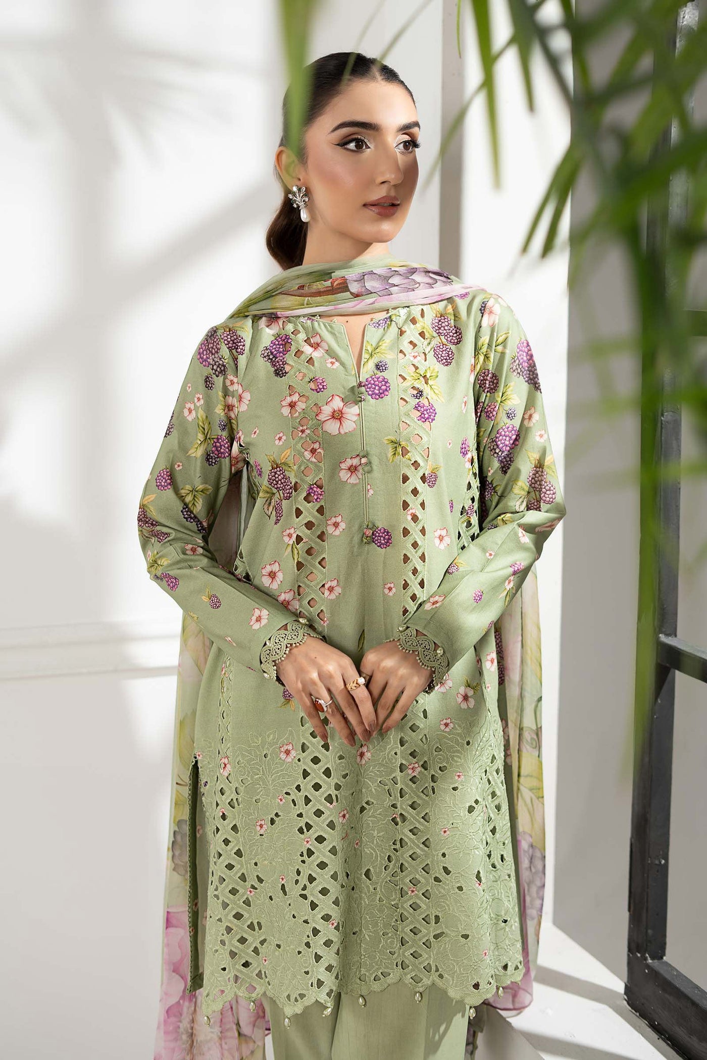 3 Piece Embroidered Cambric Suit