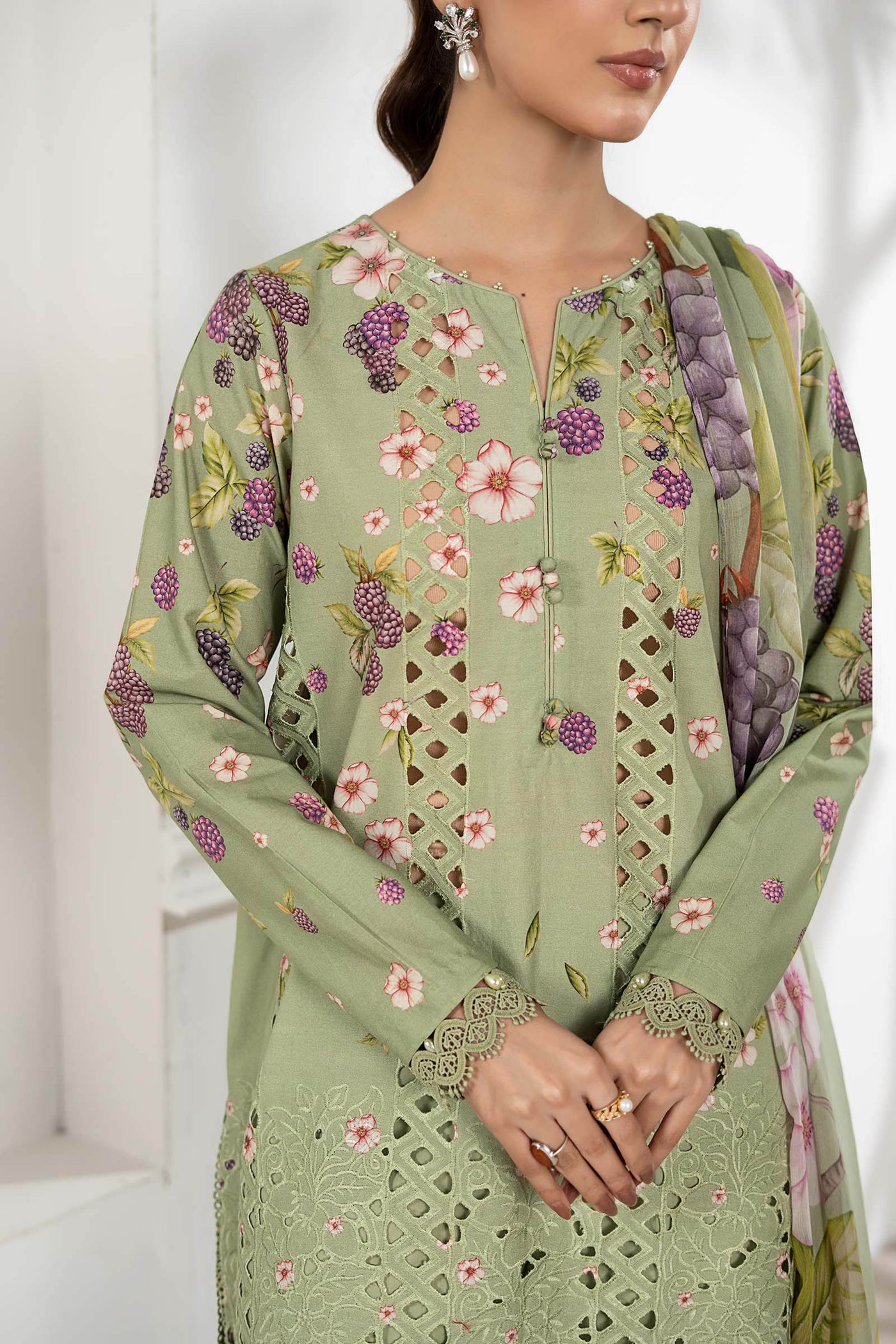 3 Piece Embroidered Cambric Suit
