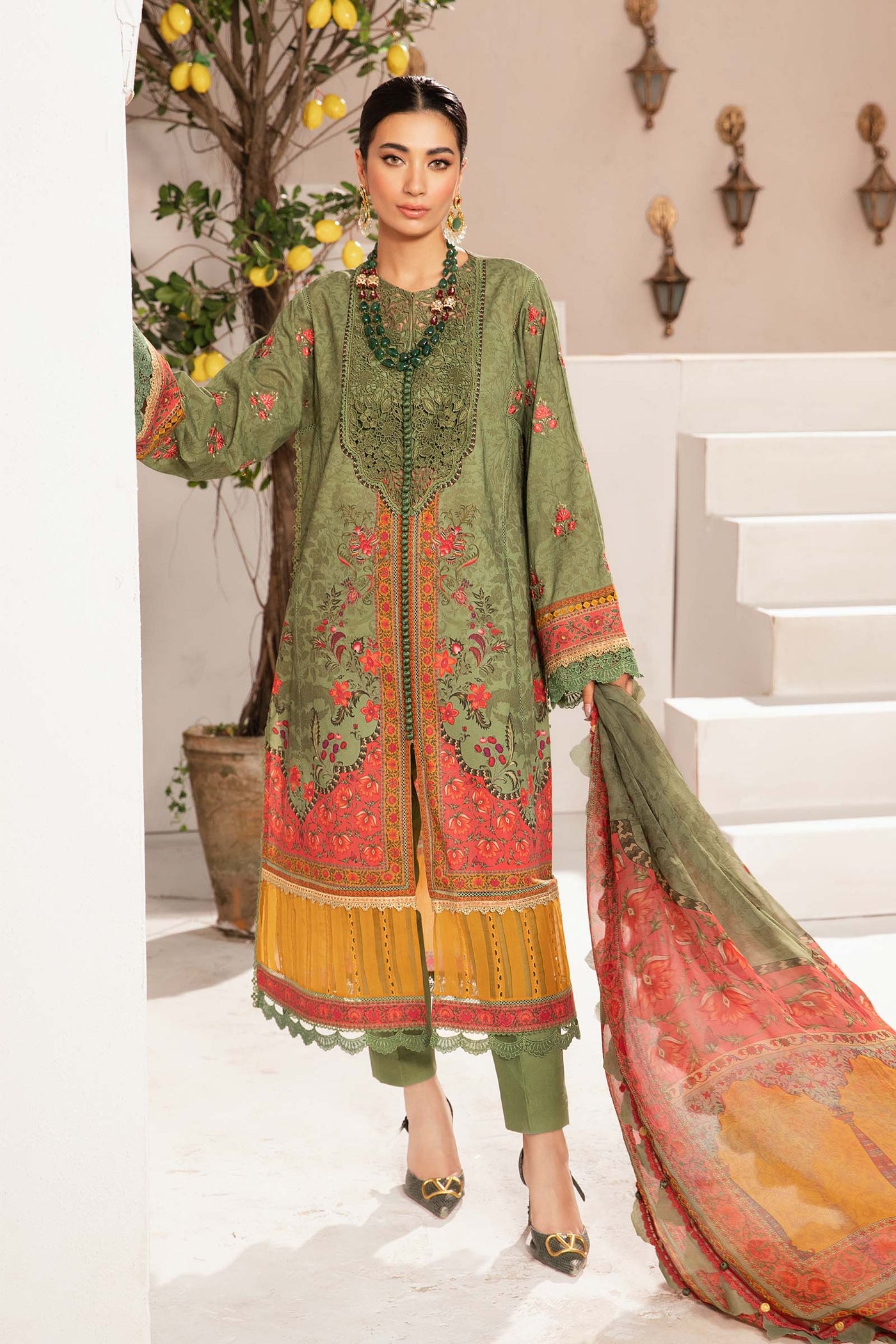 3 Piece Unstitched Printed Suit | Mpt-2206-A