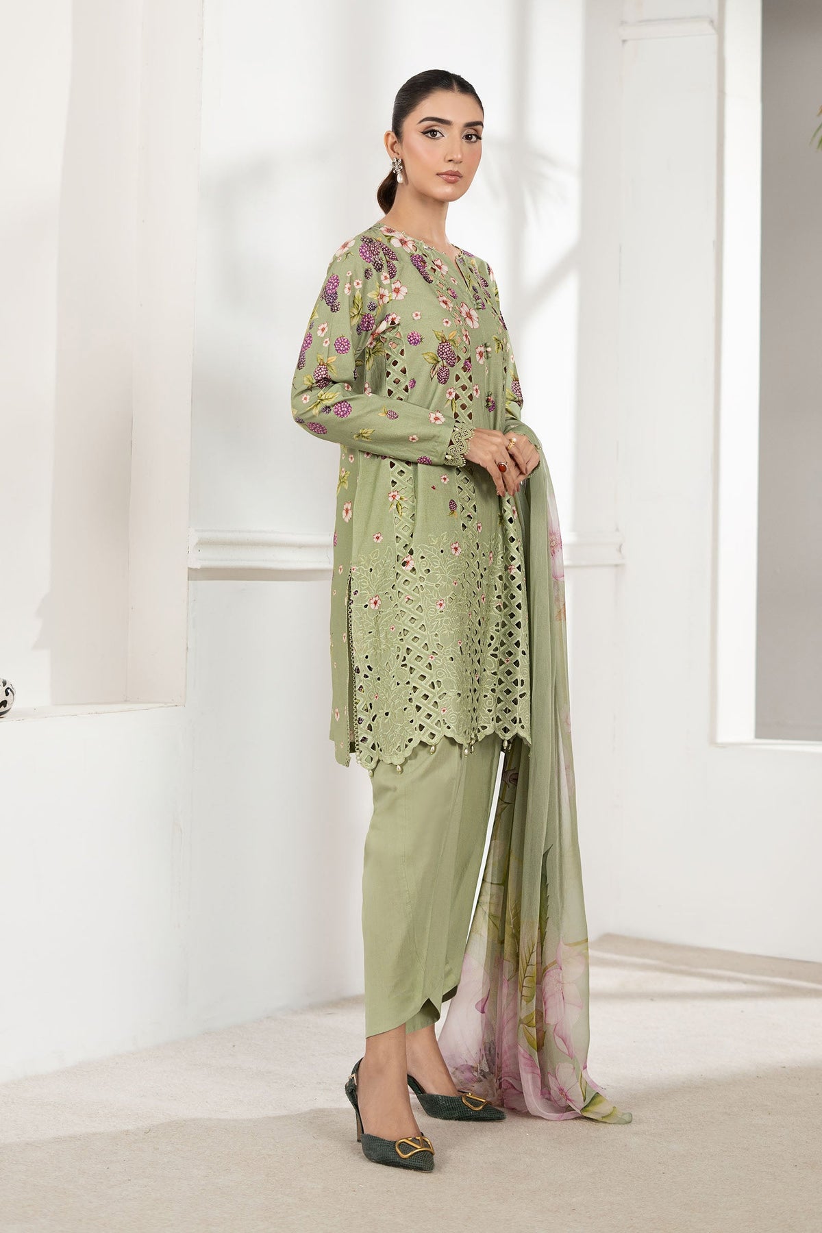 3 Piece Embroidered Cambric Suit