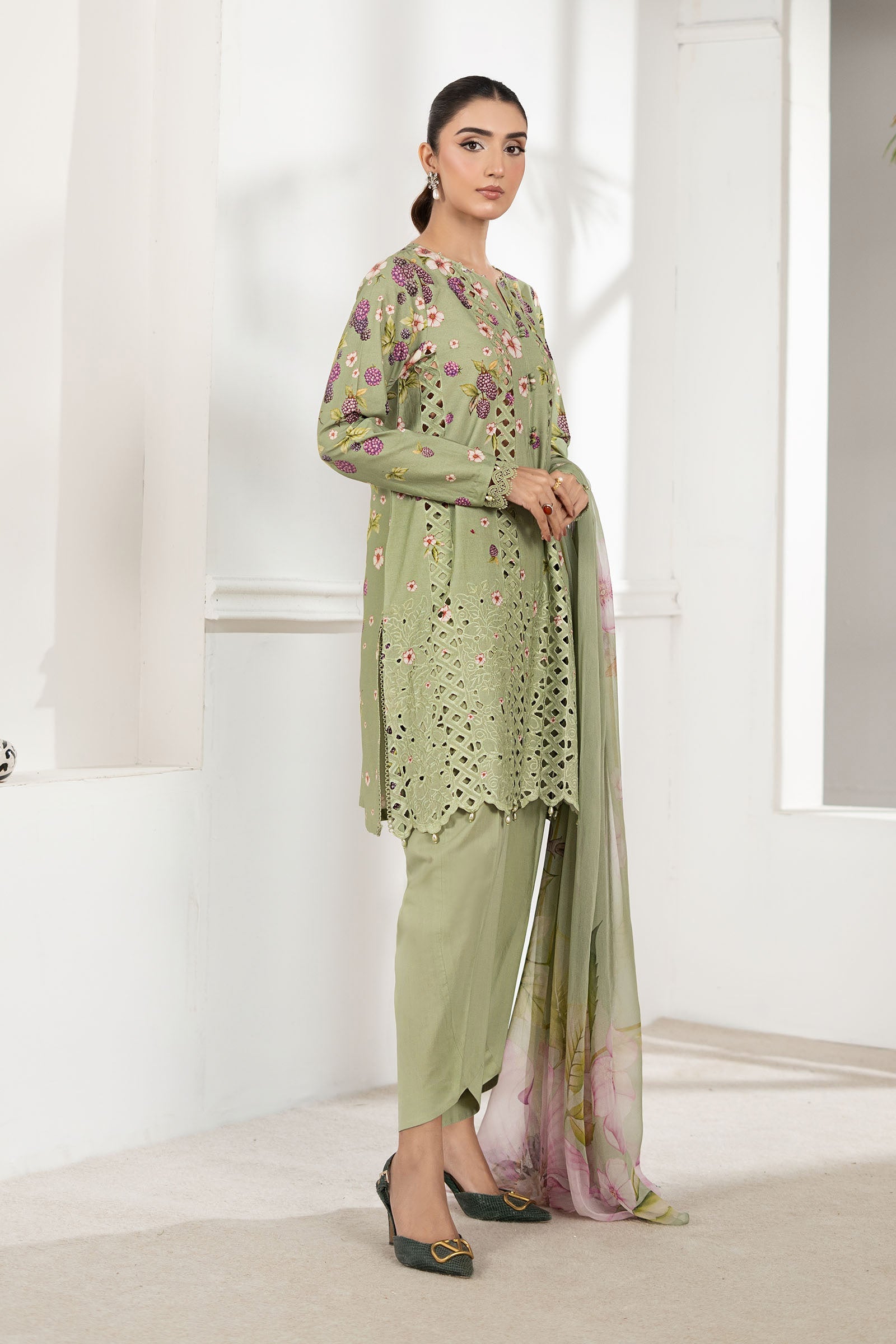 3 Piece Embroidered Cambric Suit