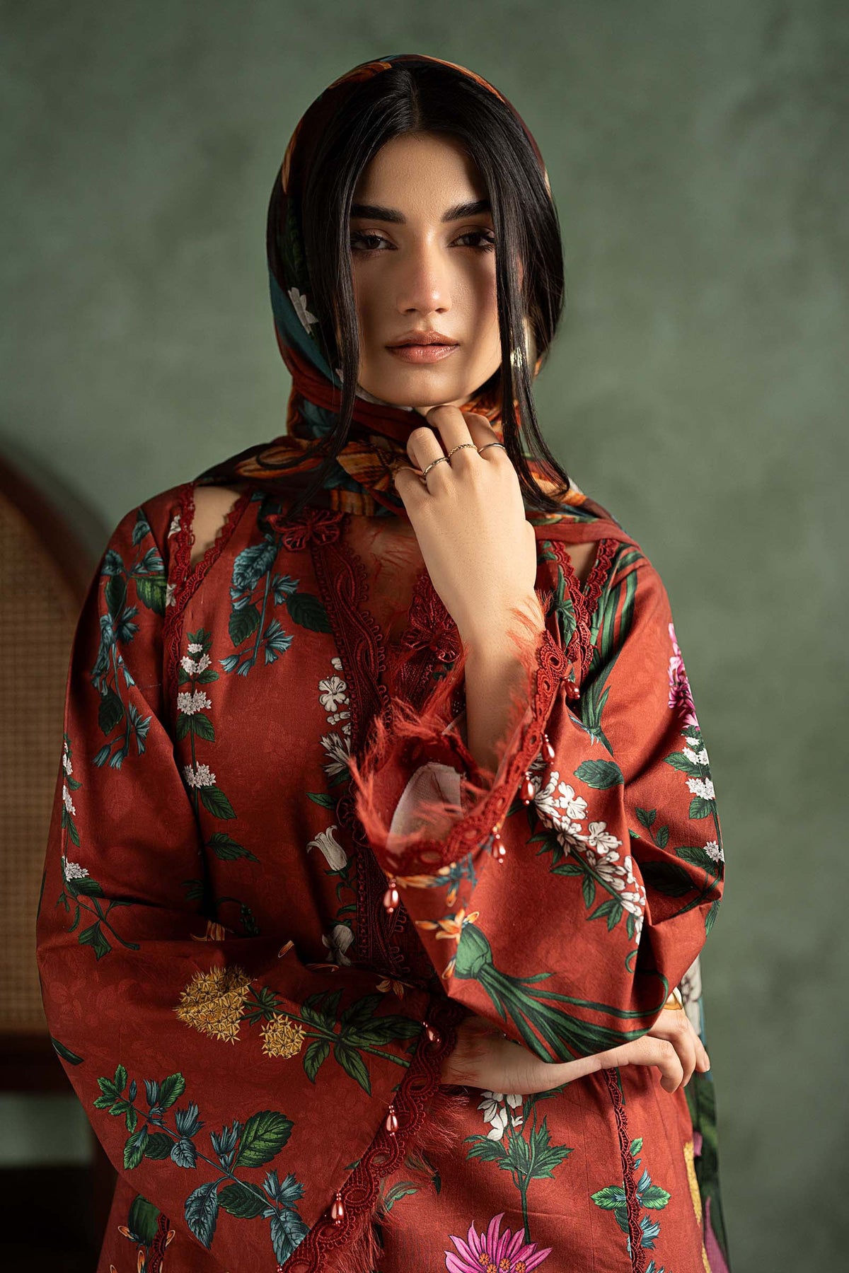 3 Piece Embroidered Cambric Suit
