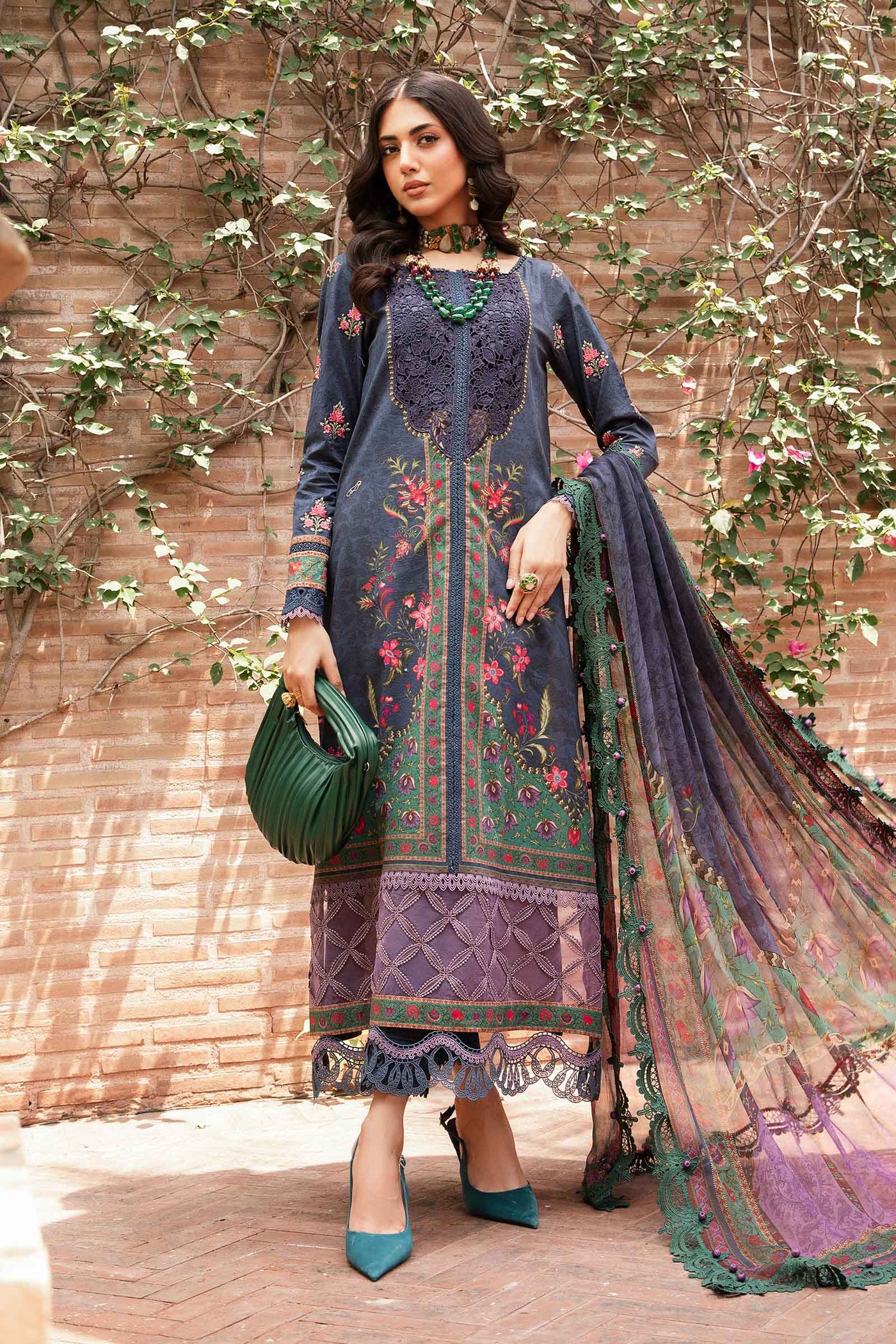 3 Piece Unstitched Printed Suit | Mpt-2206-B