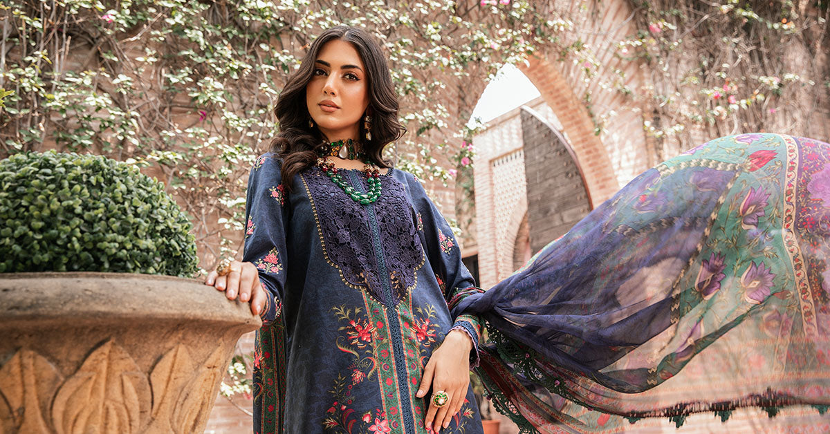 3 Piece Unstitched Printed Suit | Mpt-2206-B
