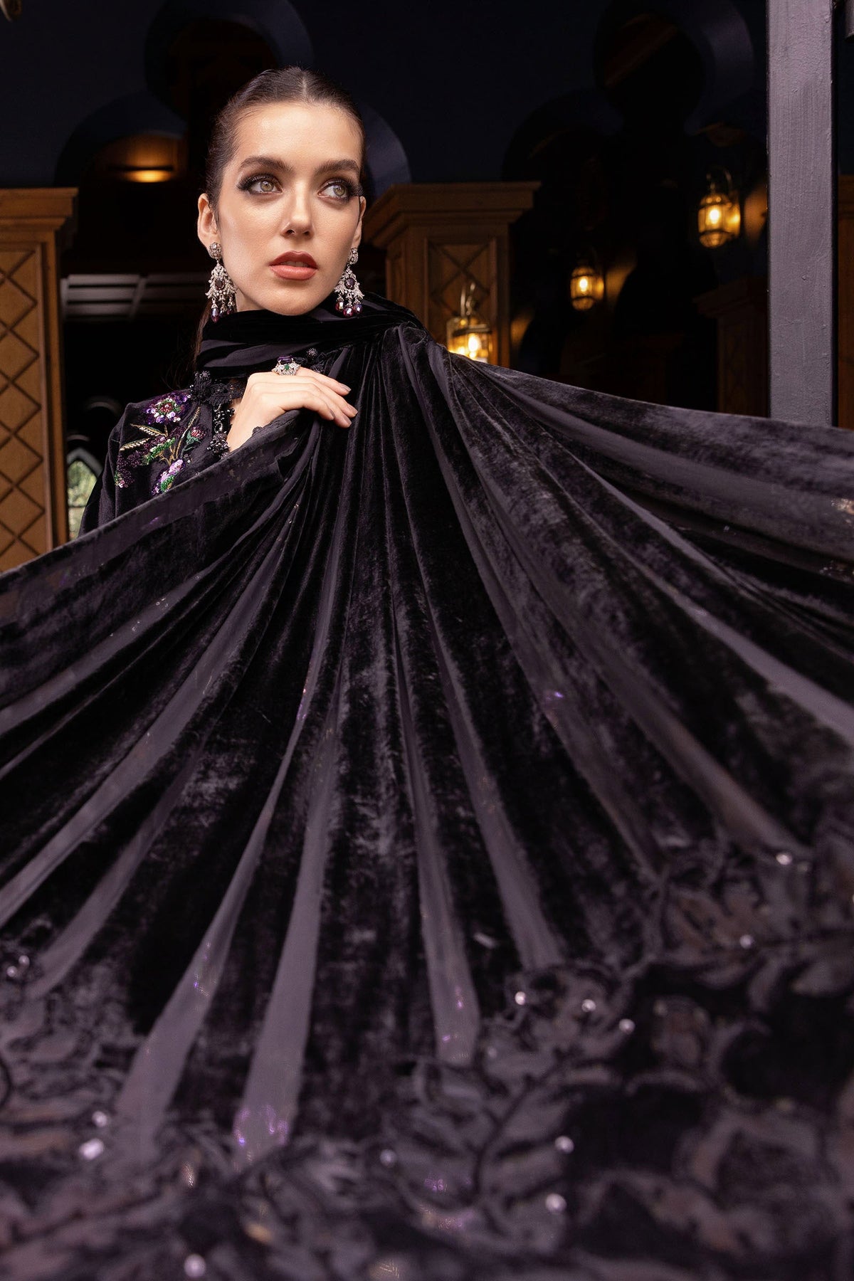 3 Piece Unstitched Embroidered Velvet Suit