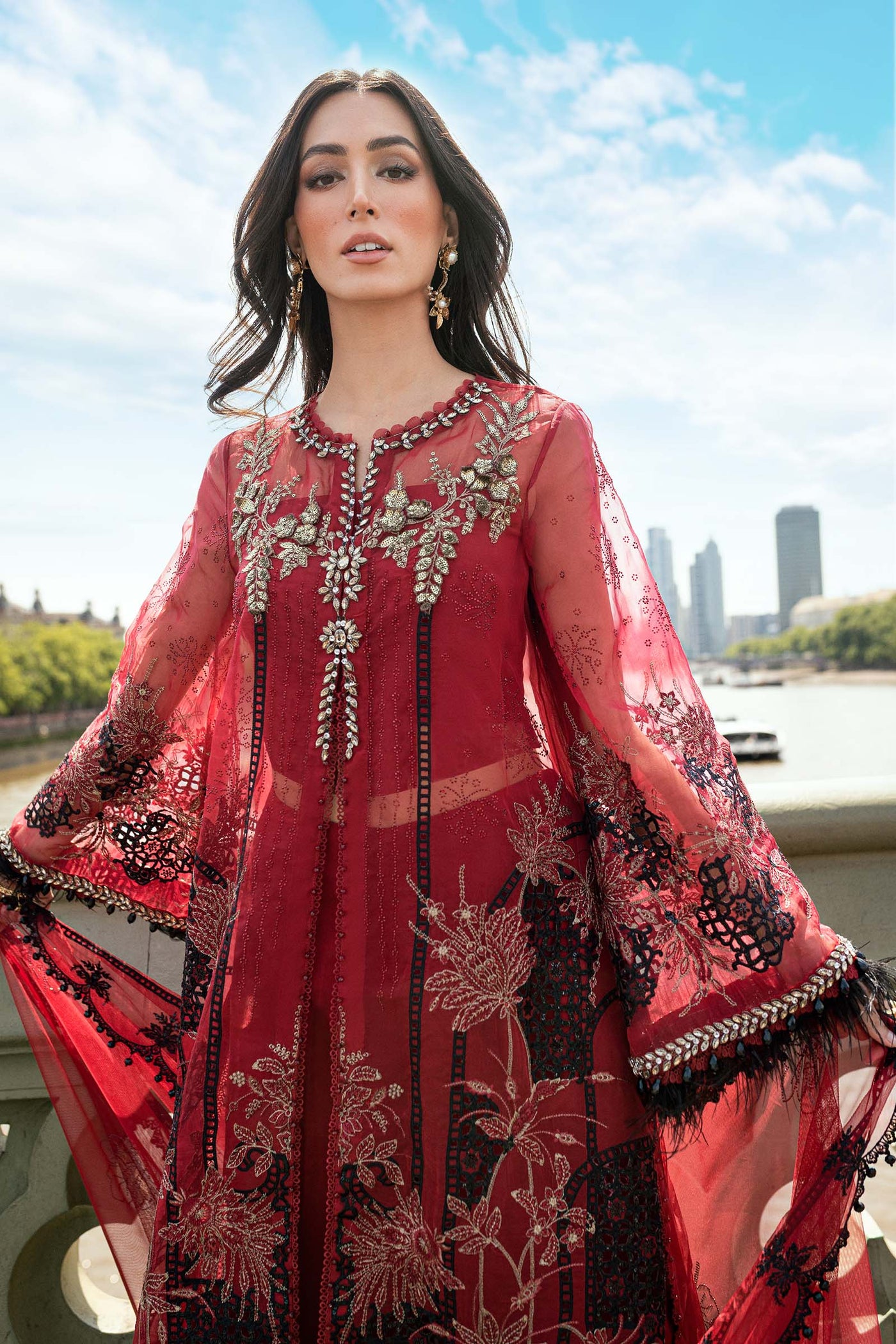 3 Piece Unstitched Embroidered Organza Suit