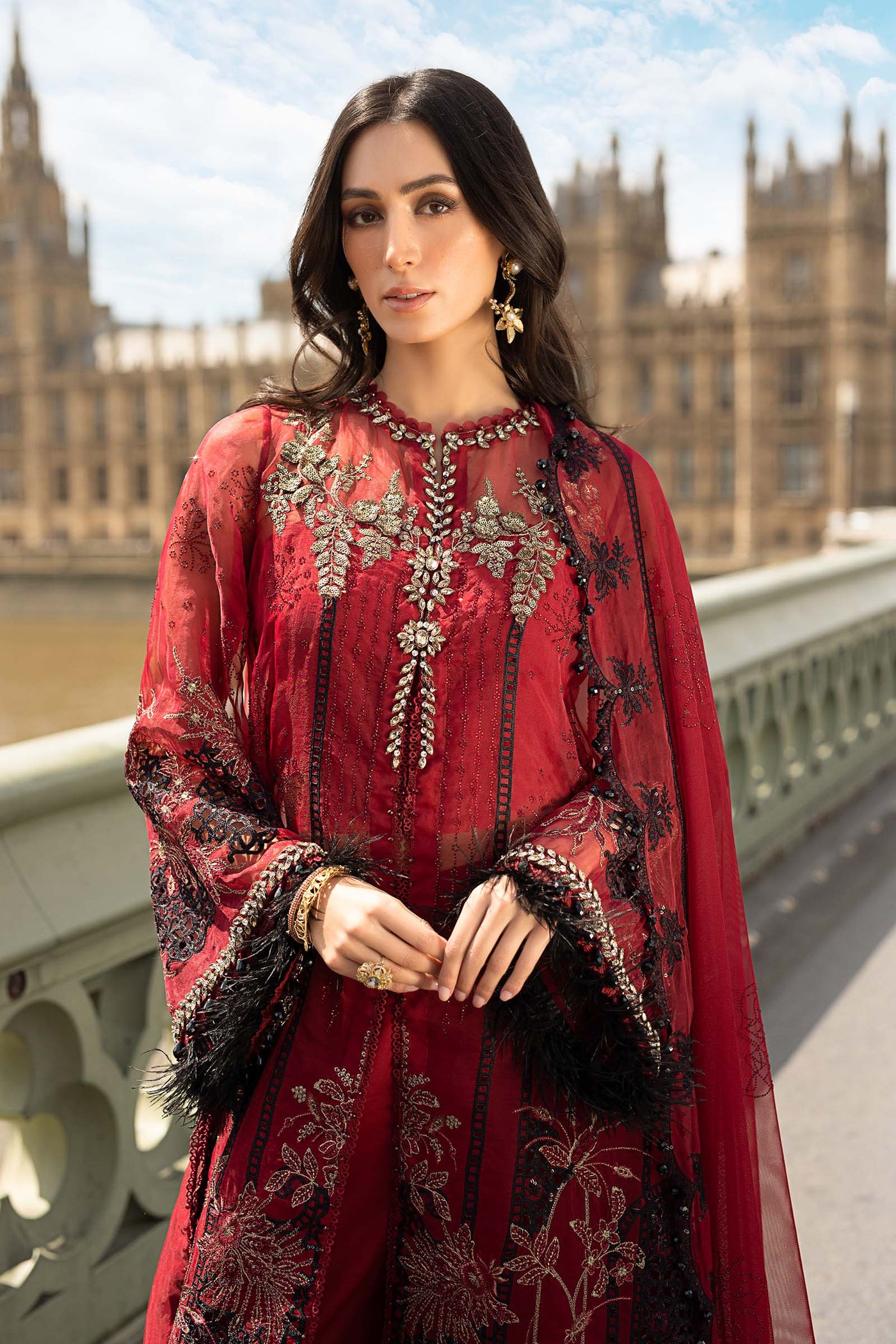 3 Piece Unstitched Embroidered Organza Suit