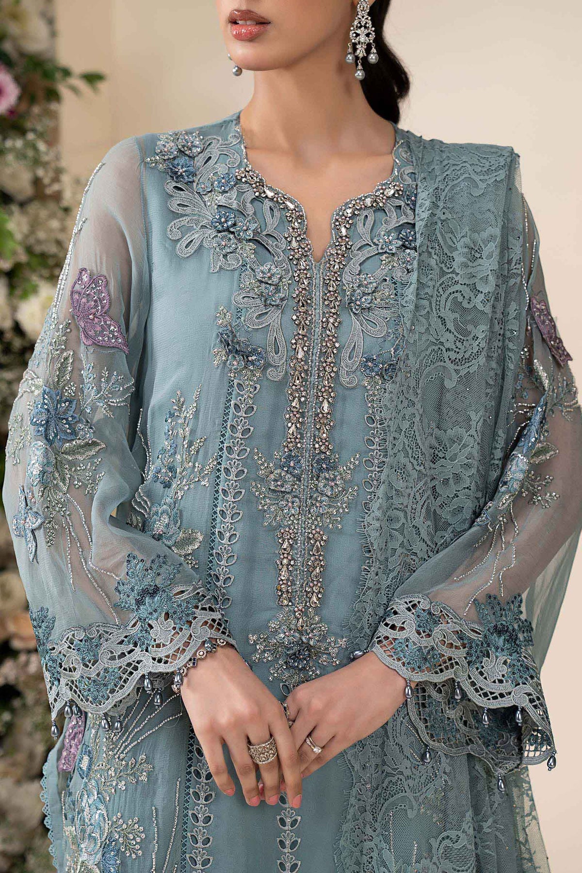 3 Piece Embroidered Chiffon Suit