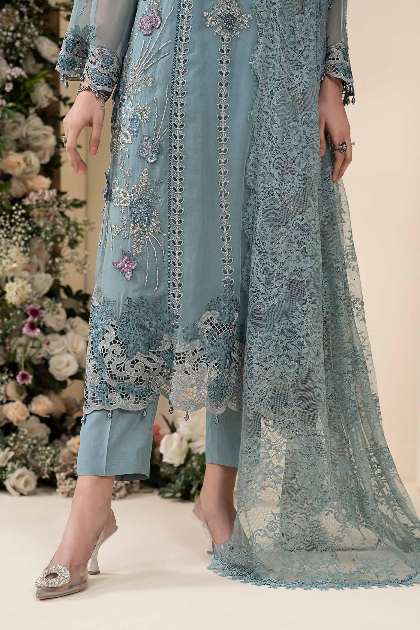 3 Piece Embroidered Chiffon Suit