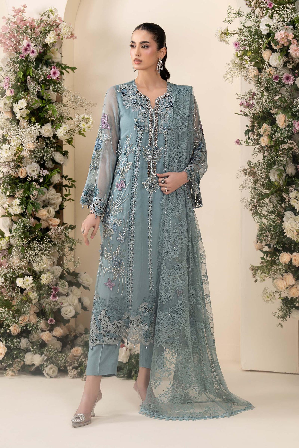 3 Piece Embroidered Chiffon Suit