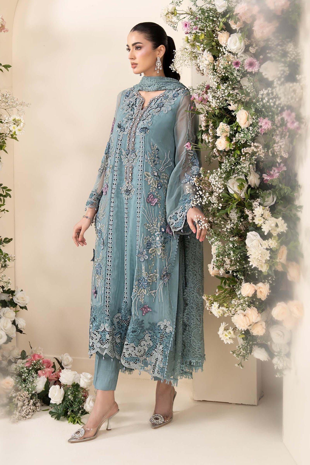 3 Piece Embroidered Chiffon Suit